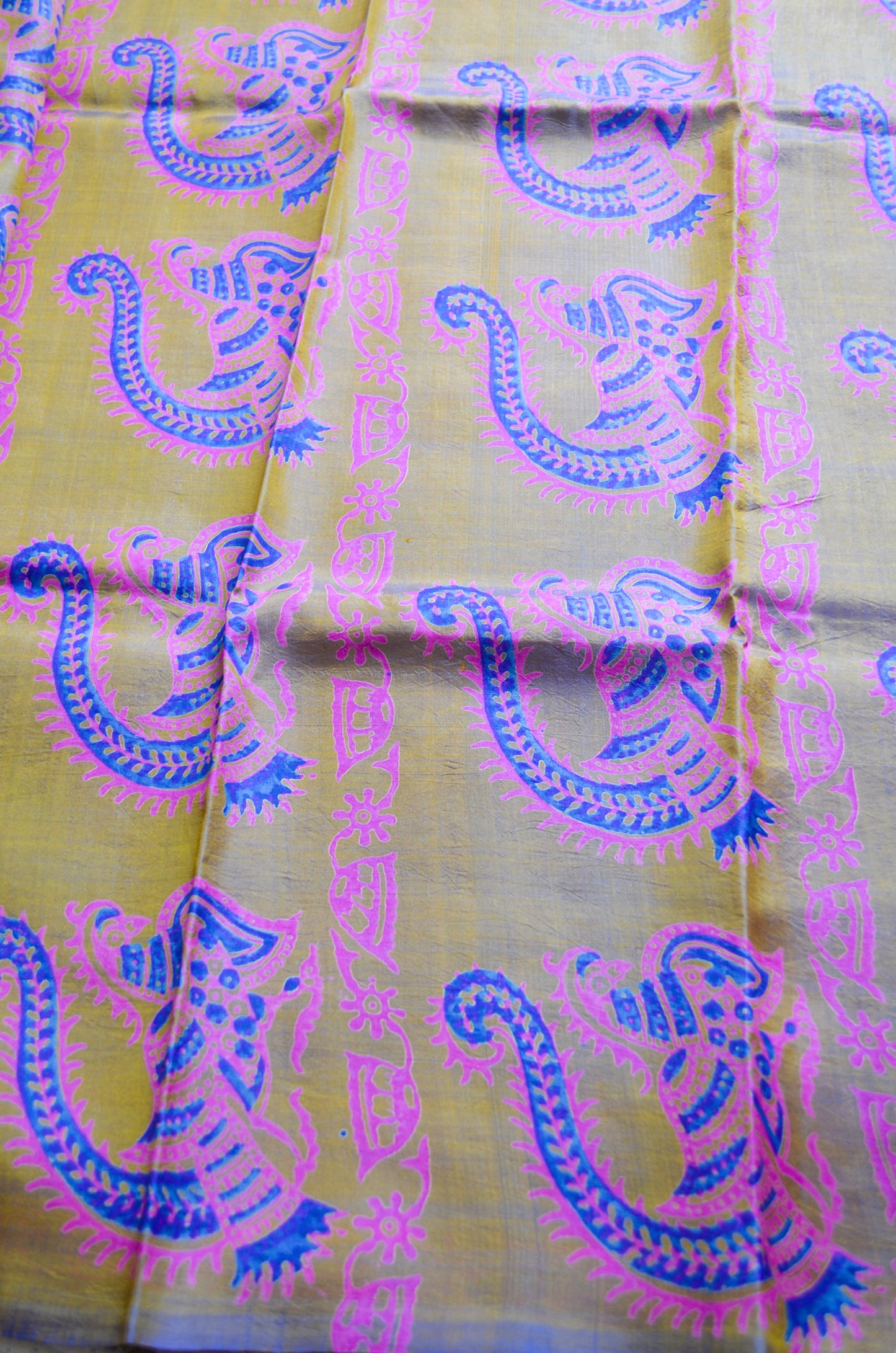 Indigo Gold Dual Tone Pure Silk Sonamukhi Handloom Saree