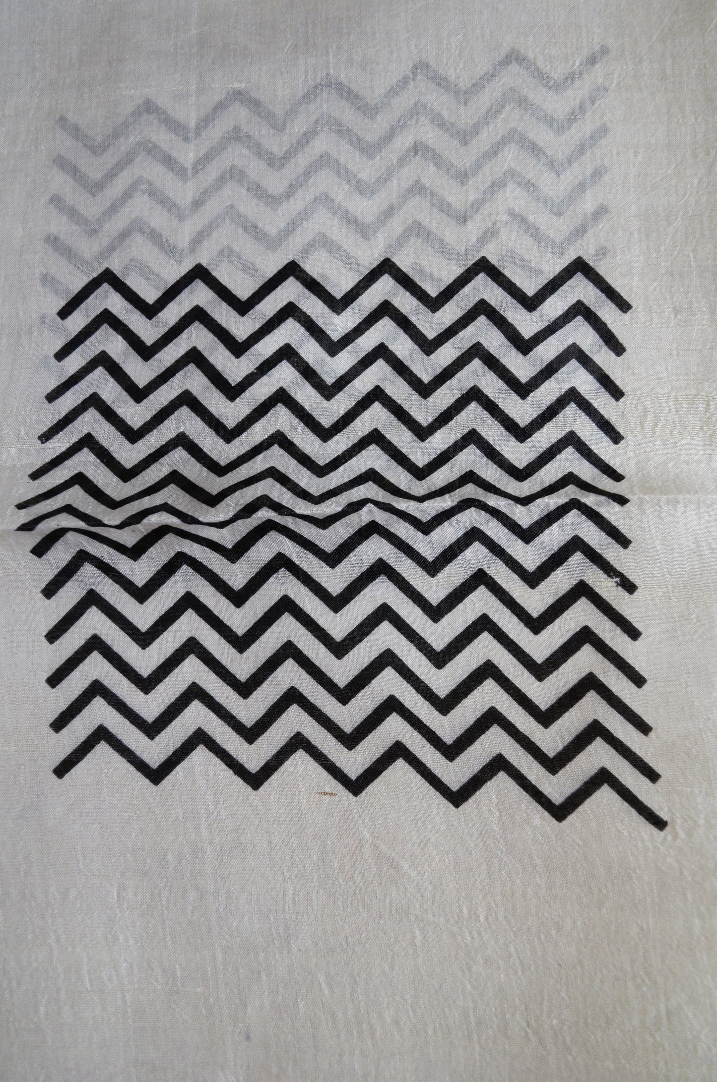 Off White Block Print Pure Silk Handloom Saree