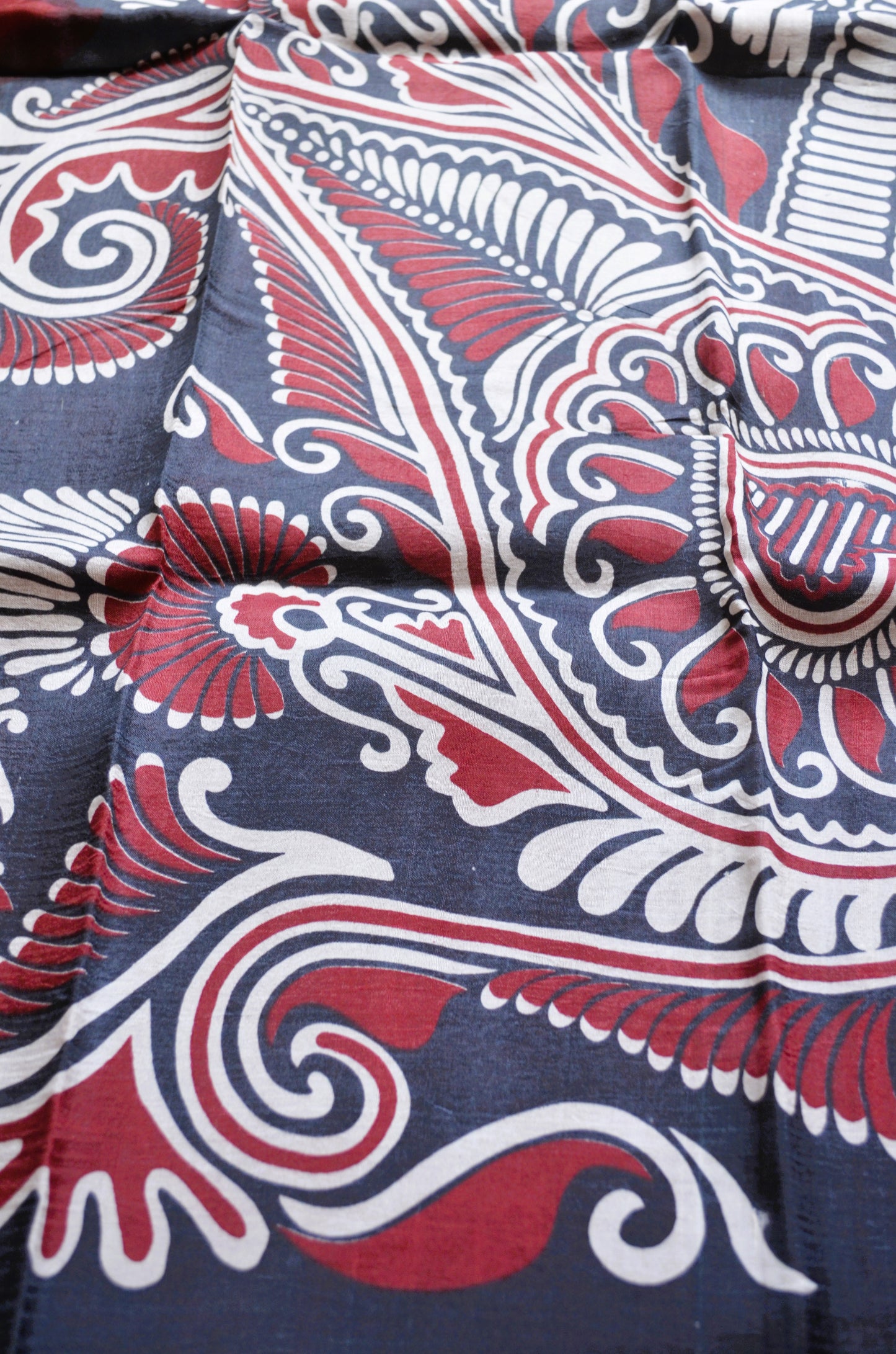 Maroon Block Print Pure Silk Handloom Saree