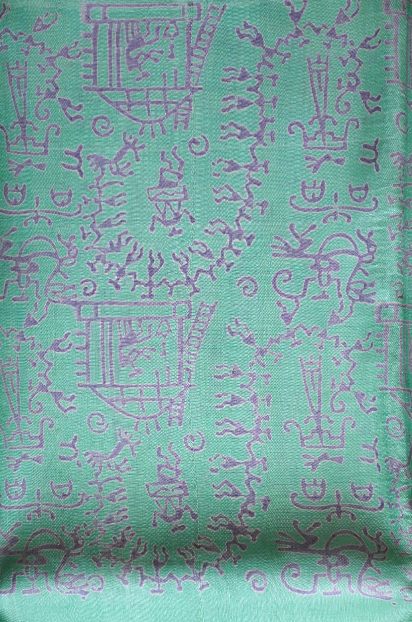 Sea Green Block Print Pure Silk Handloom Saree