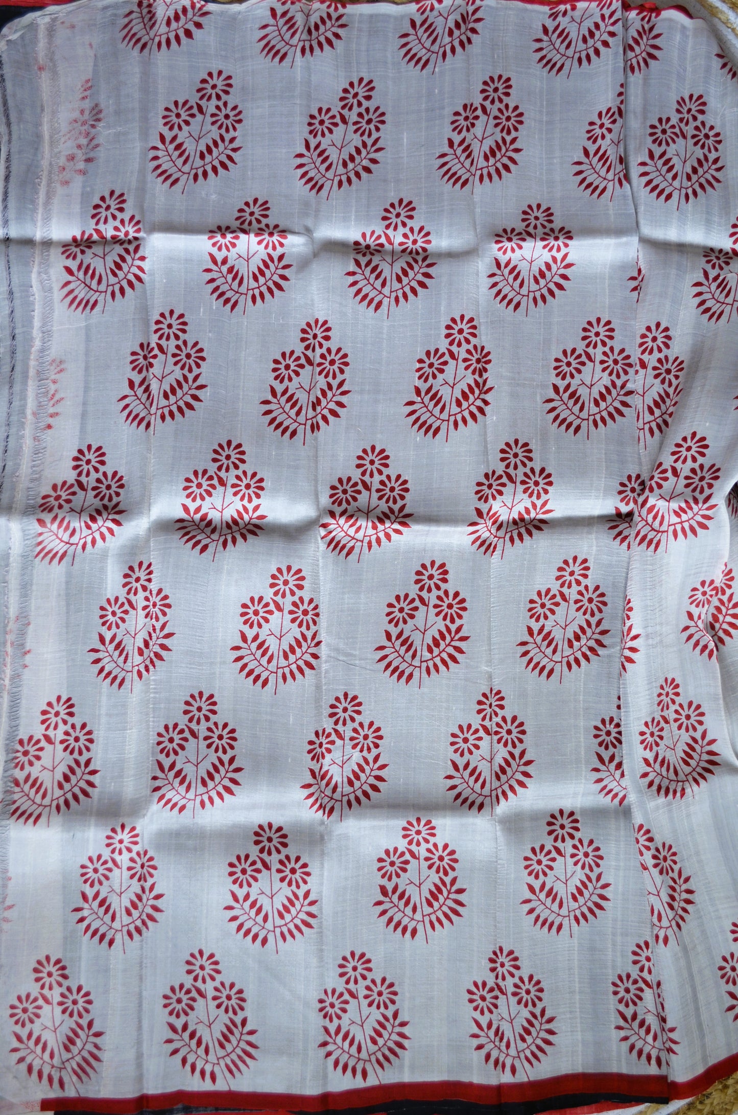 Black Block Print Pure Silk Handloom Saree
