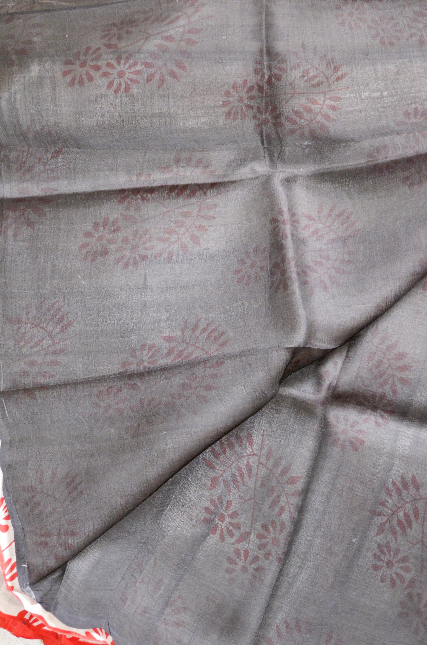 Black Block Print Pure Silk Handloom Saree
