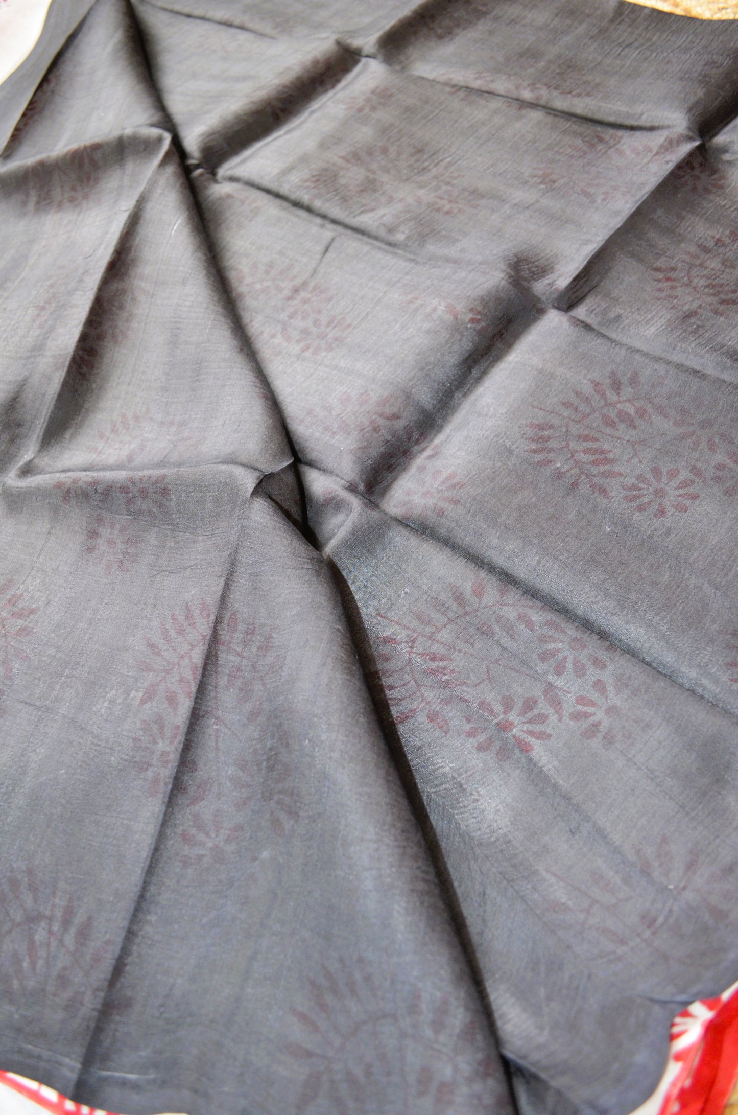 Black Block Print Pure Silk Handloom Saree