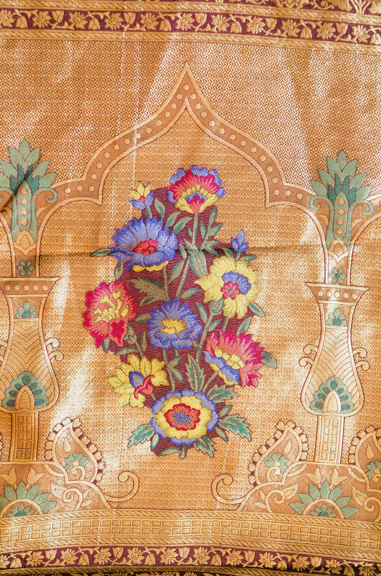 Off White Banarasi Silk Saree with Meenakari