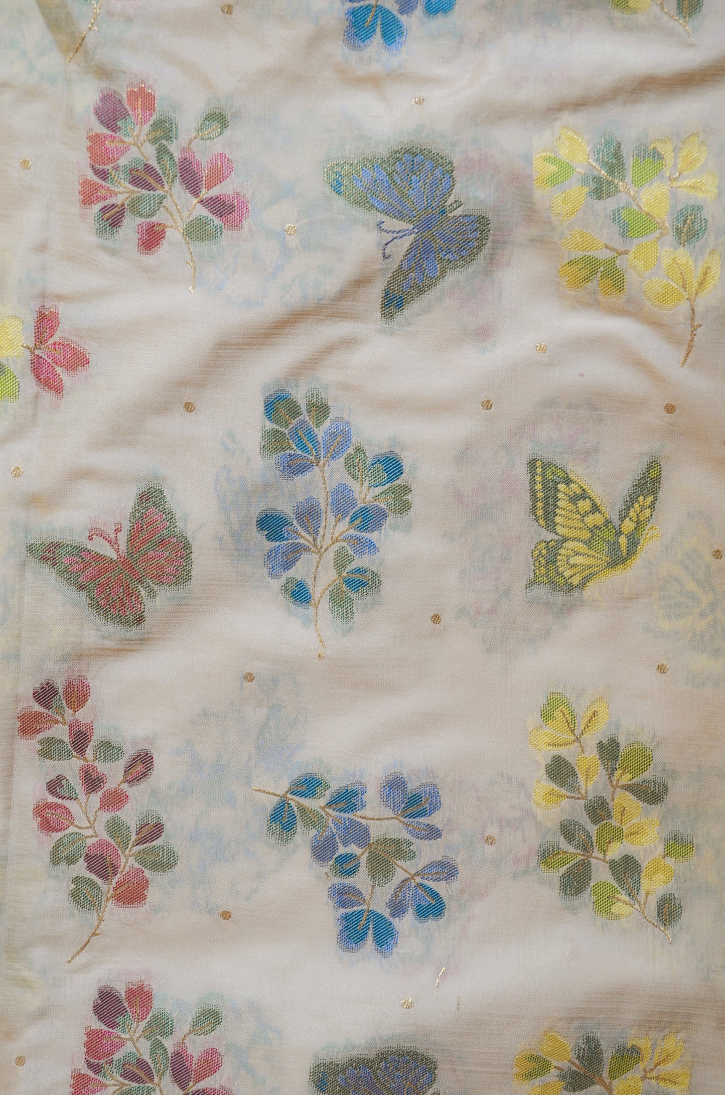 Off White Banarasi Silk Saree with Meenakari