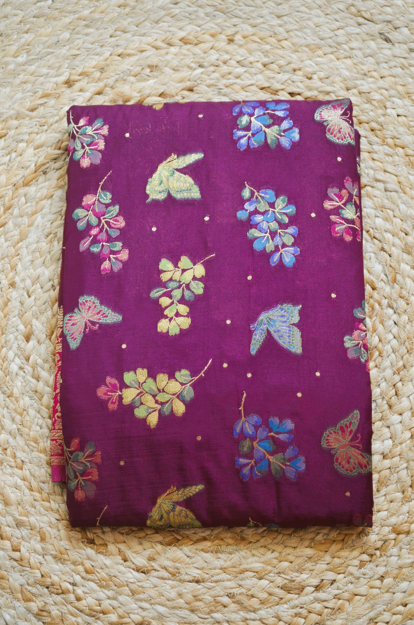 Purple Banarasi Silk Saree with Meenakari