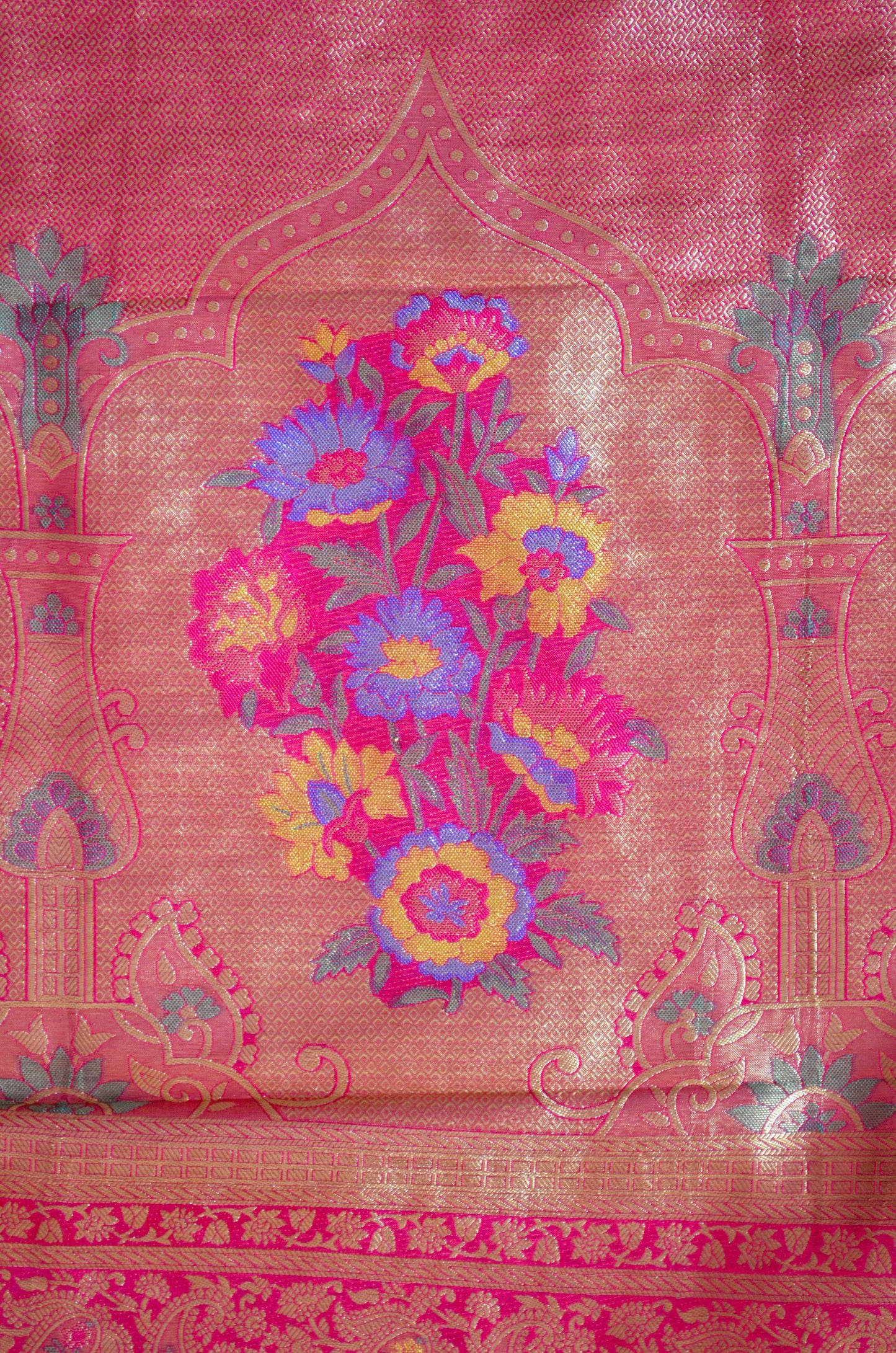 Purple Banarasi Silk Saree with Meenakari