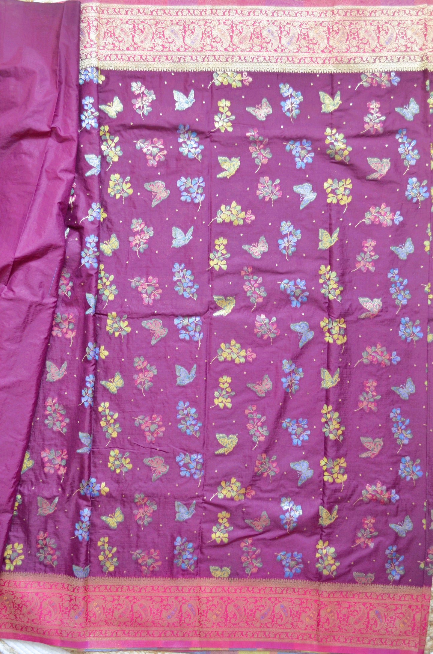 Purple Banarasi Silk Saree with Meenakari