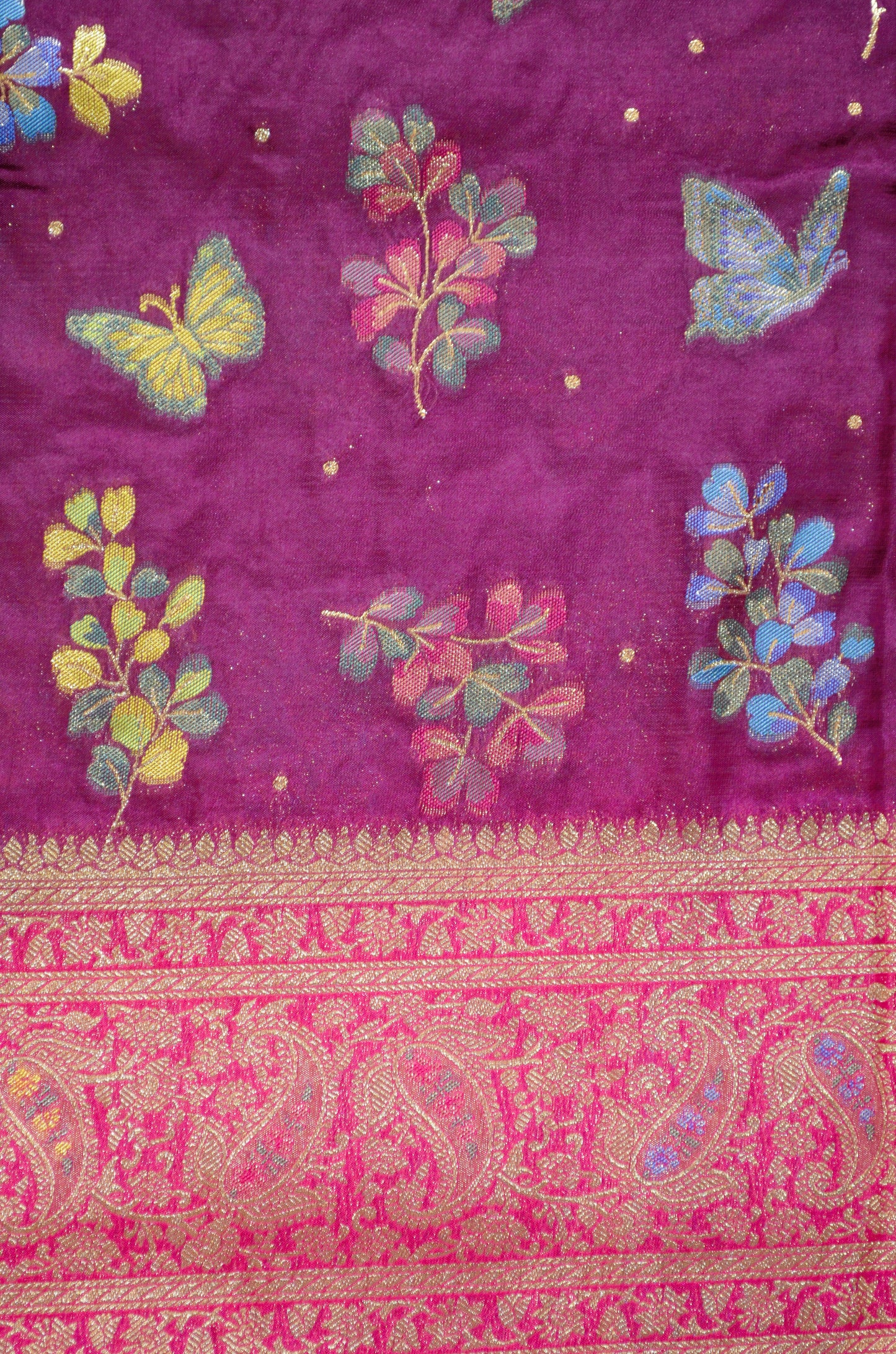 Purple Banarasi Silk Saree with Meenakari