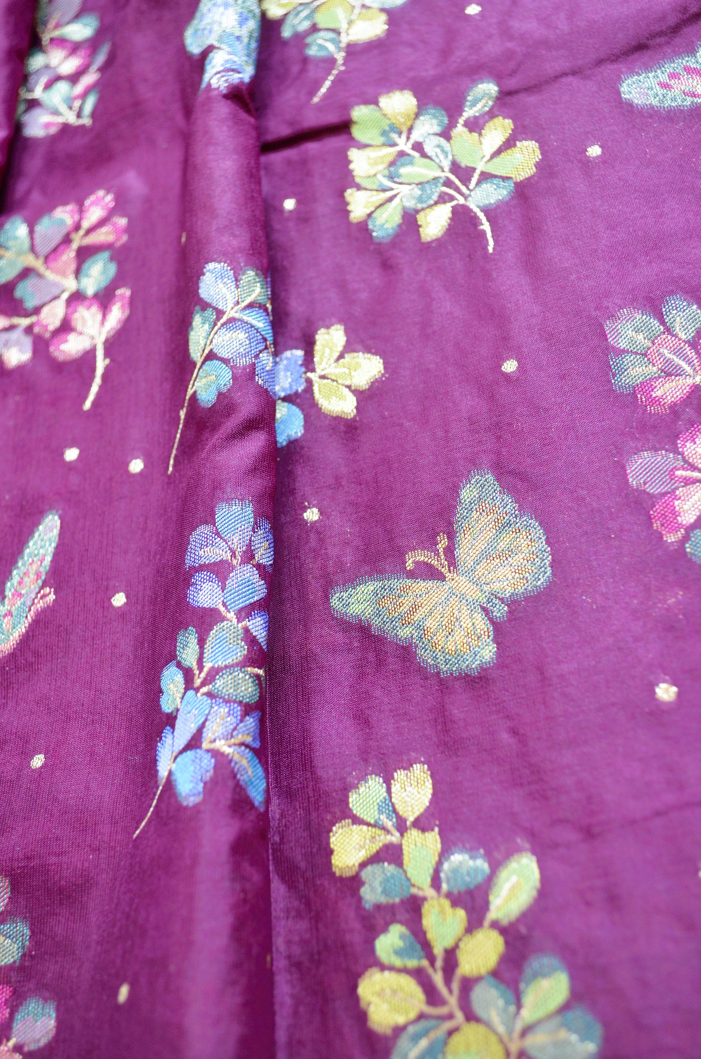Purple Banarasi Silk Saree with Meenakari