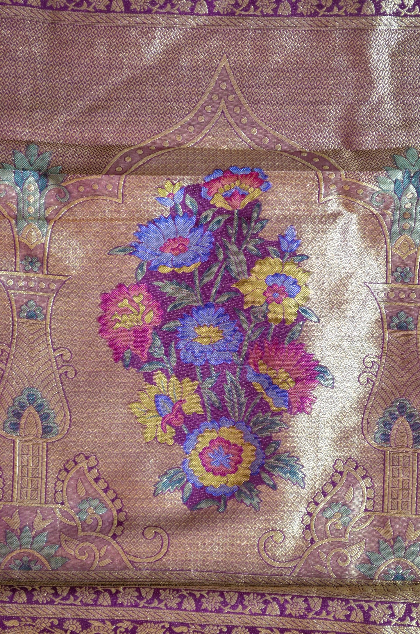 Crystal Teal Banarasi Silk Saree with Meenakari