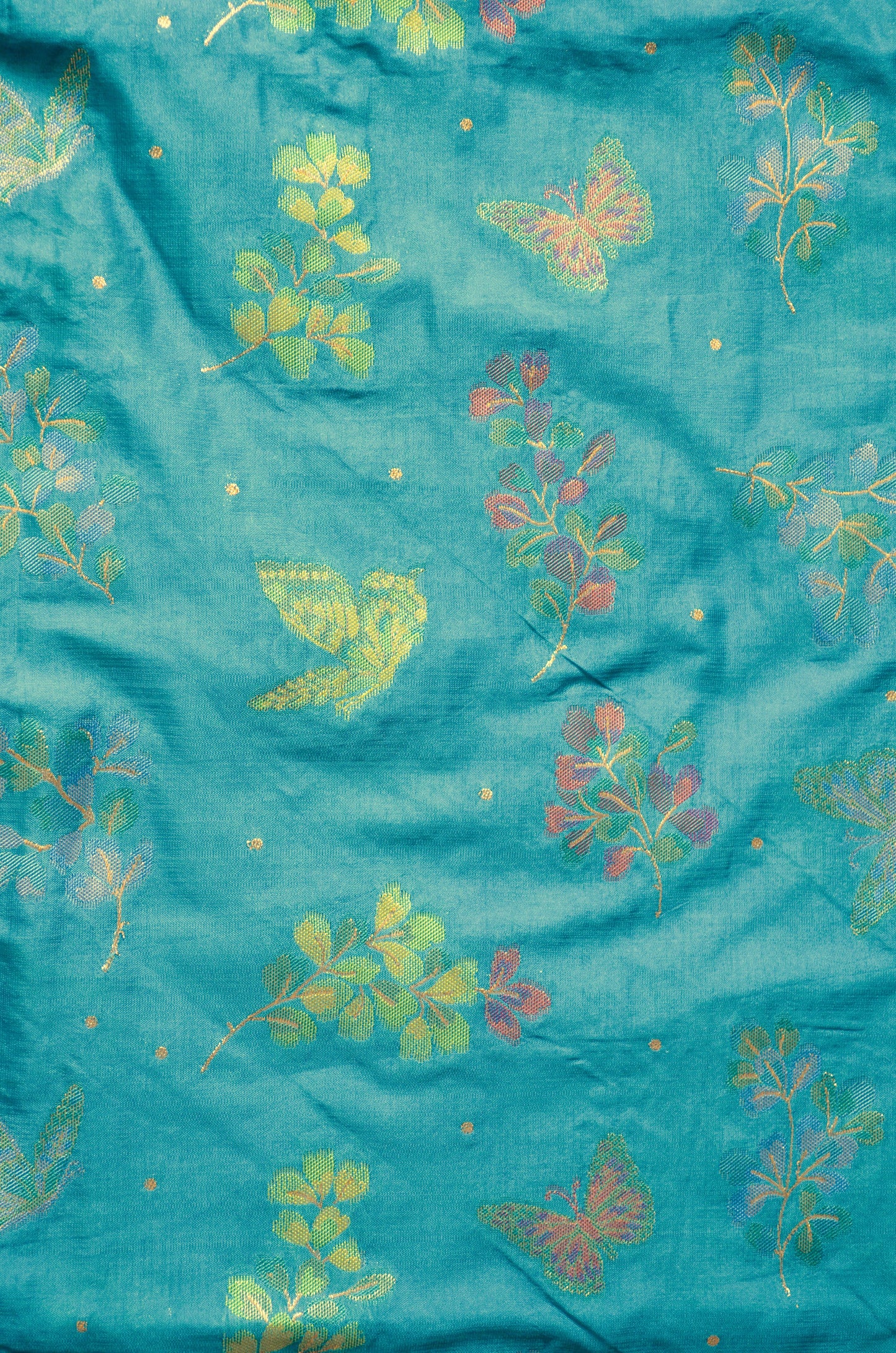 Crystal Teal Banarasi Silk Saree with Meenakari