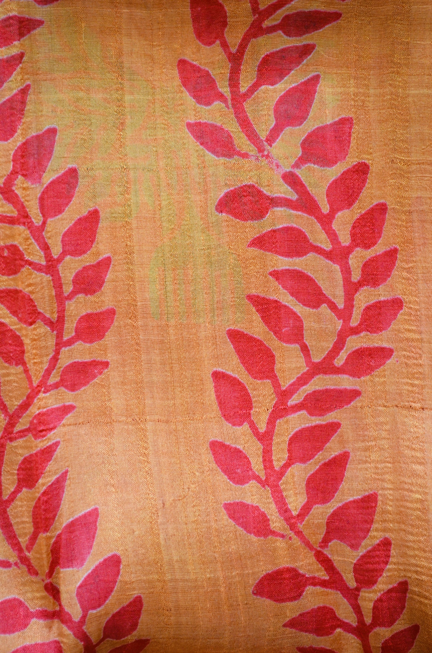 Red Block Print Pure Silk Handloom Saree