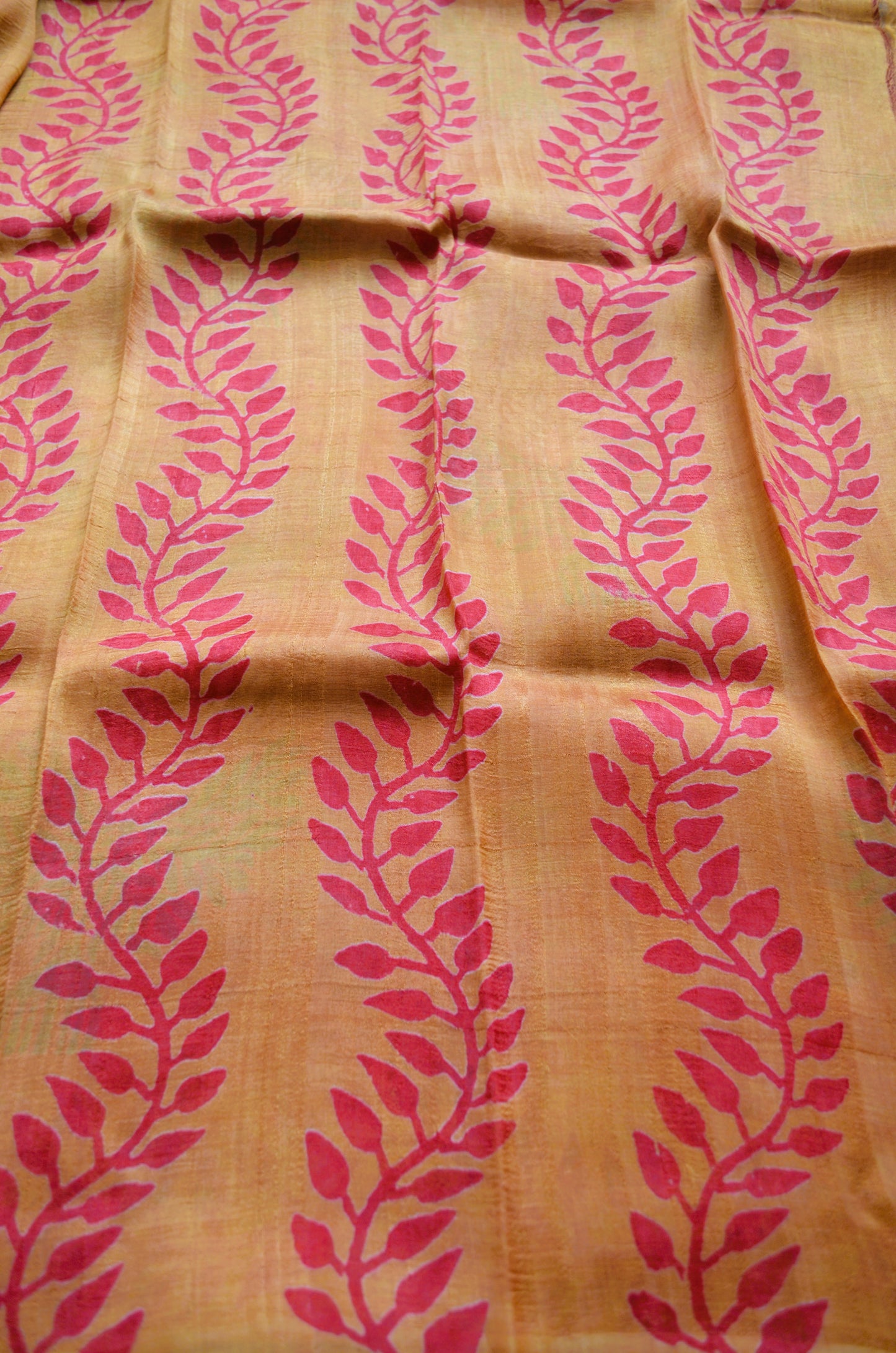 Red Block Print Pure Silk Handloom Saree