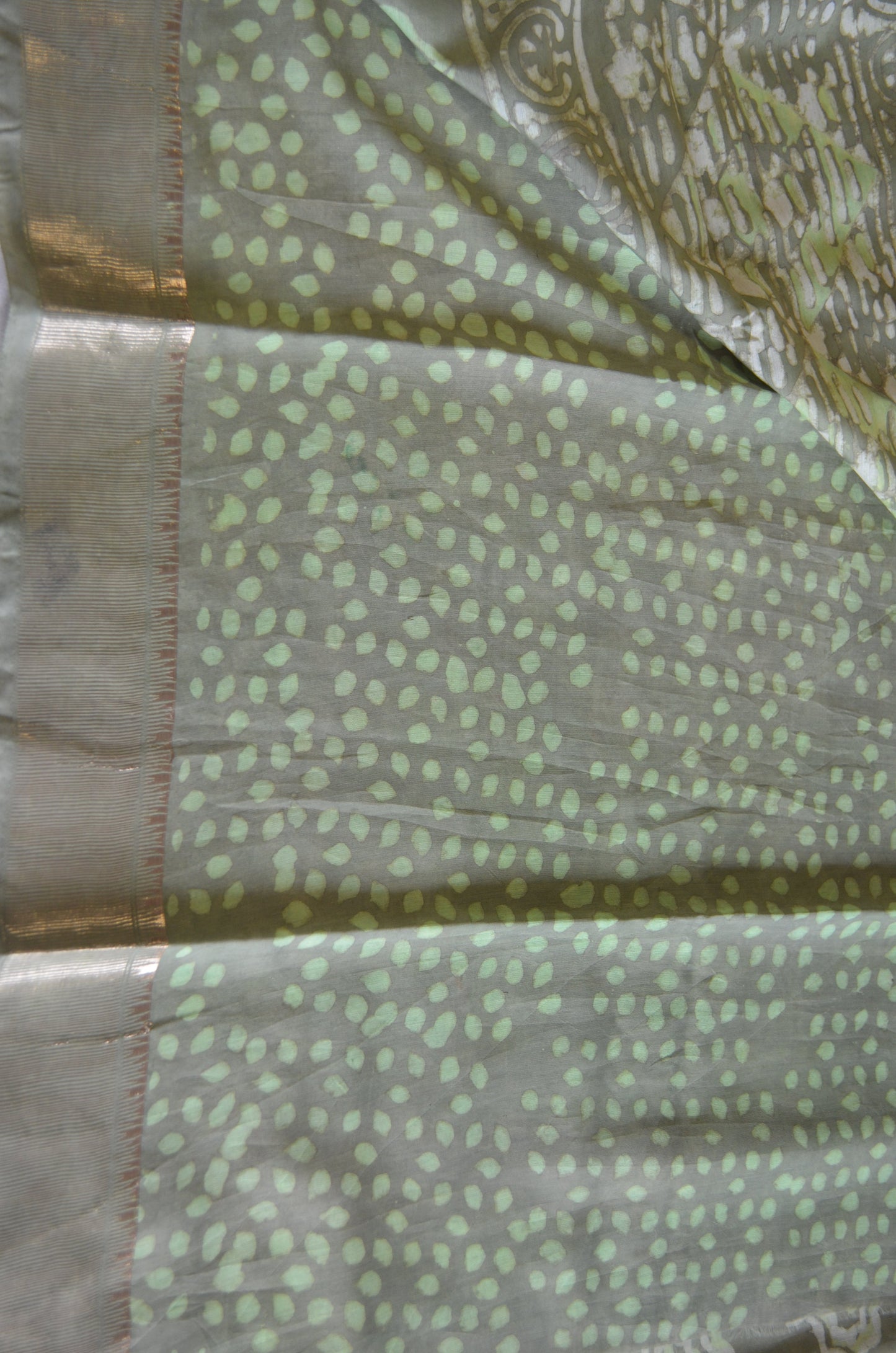 Olive Maheshwari Dabu Block Print Vegan Silk Handloom Saree