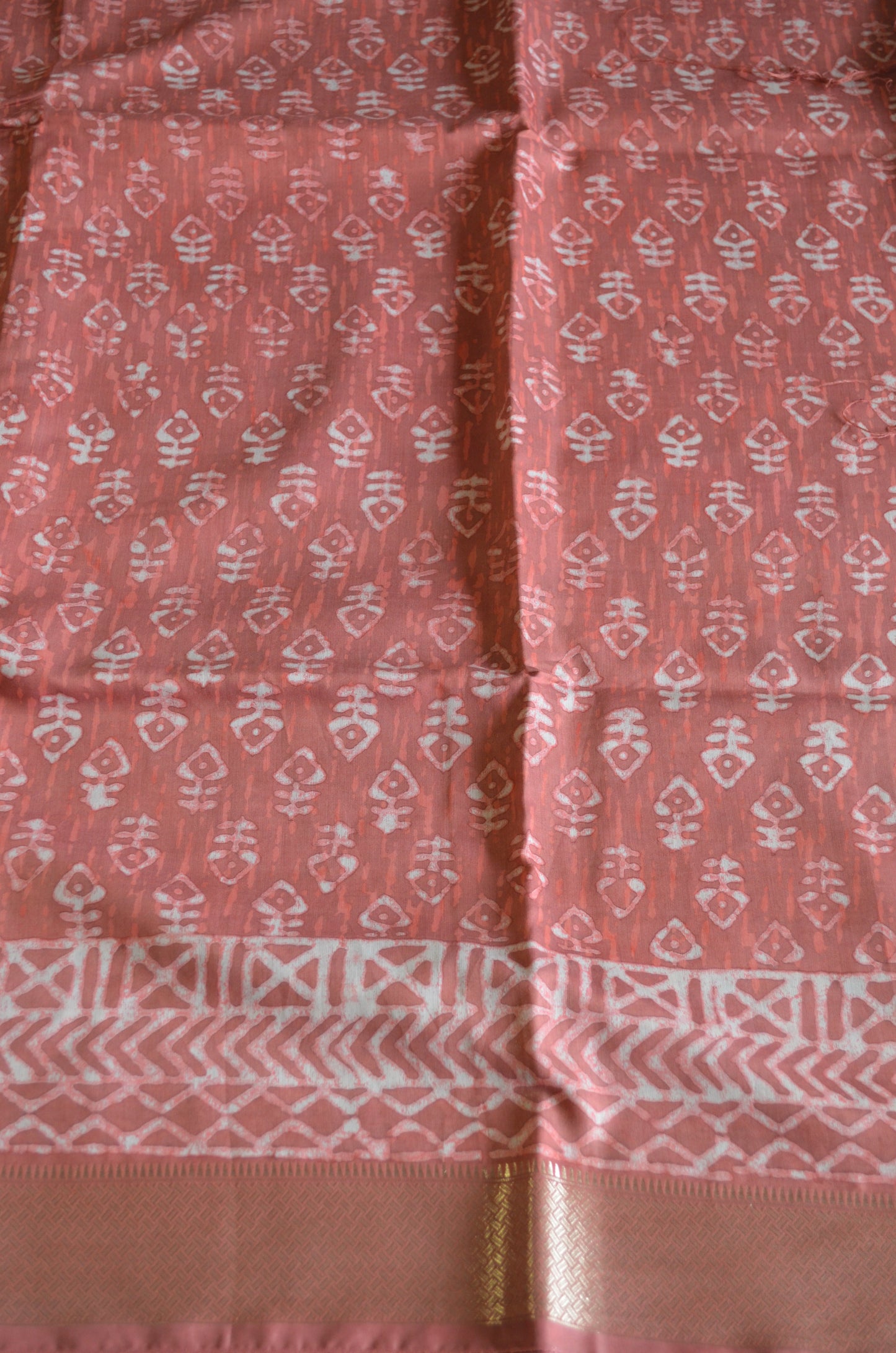 Rust Maheshwari Dabu Block Print Vegan Silk Handloom Saree