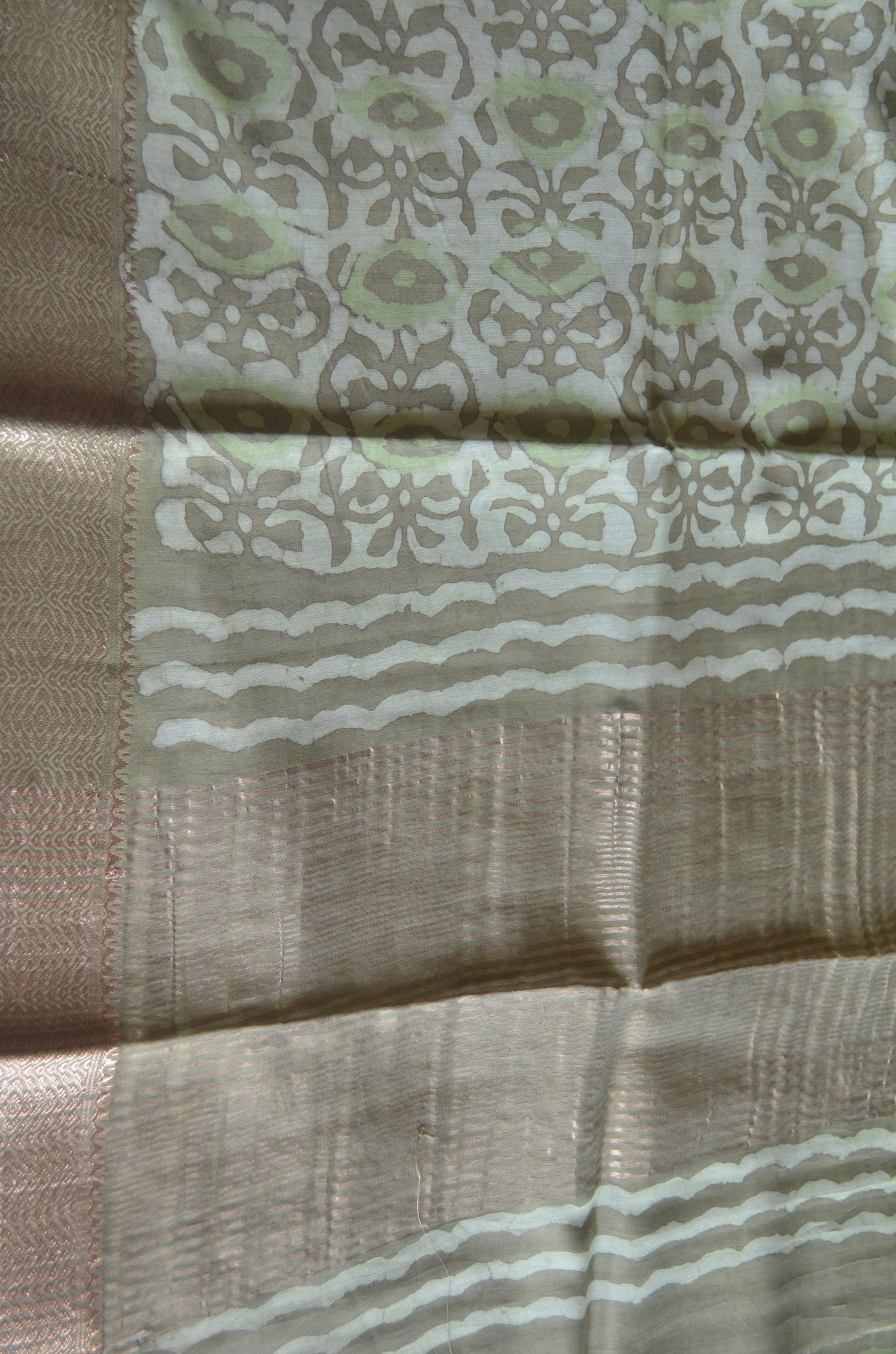 Olive Maheshwari Dabu Block Print Vegan Silk Handloom Saree