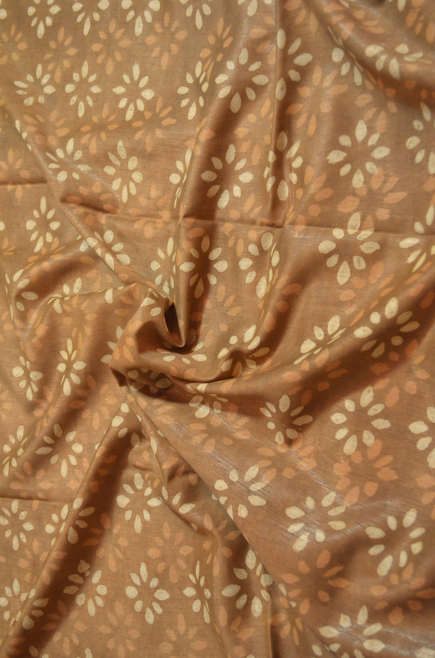 Chocolate Maheshwari Dabu Block Print Vegan Silk Handloom Saree