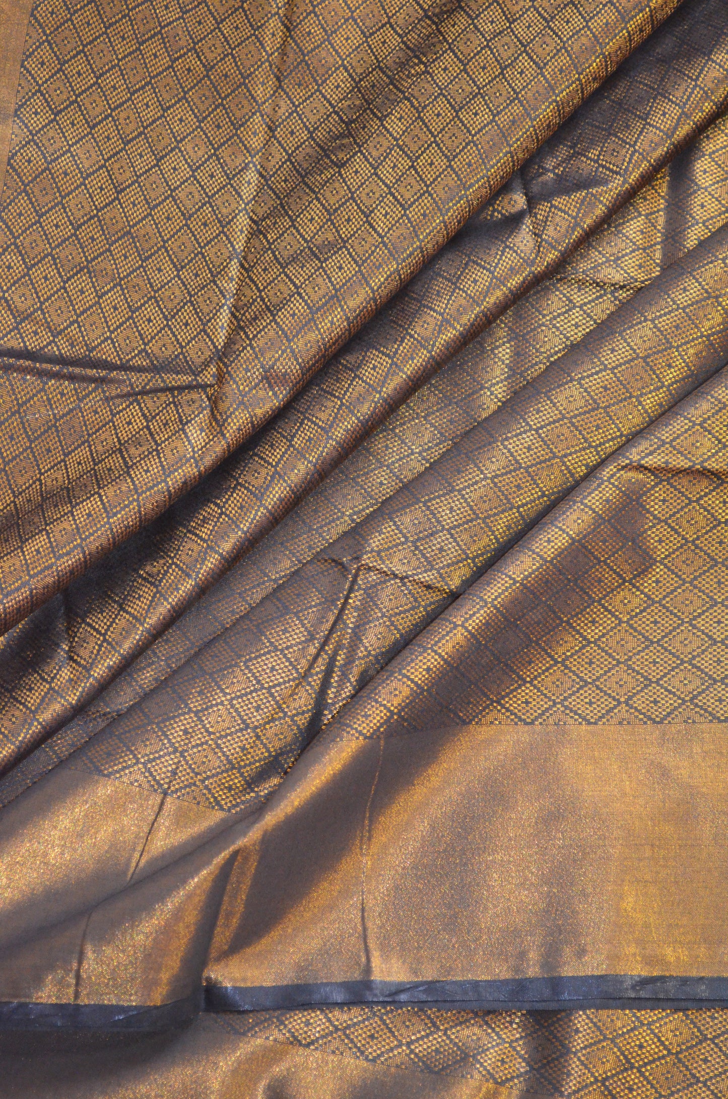 Black Kanjeevaram Zari Vegan Silk Handloom Saree