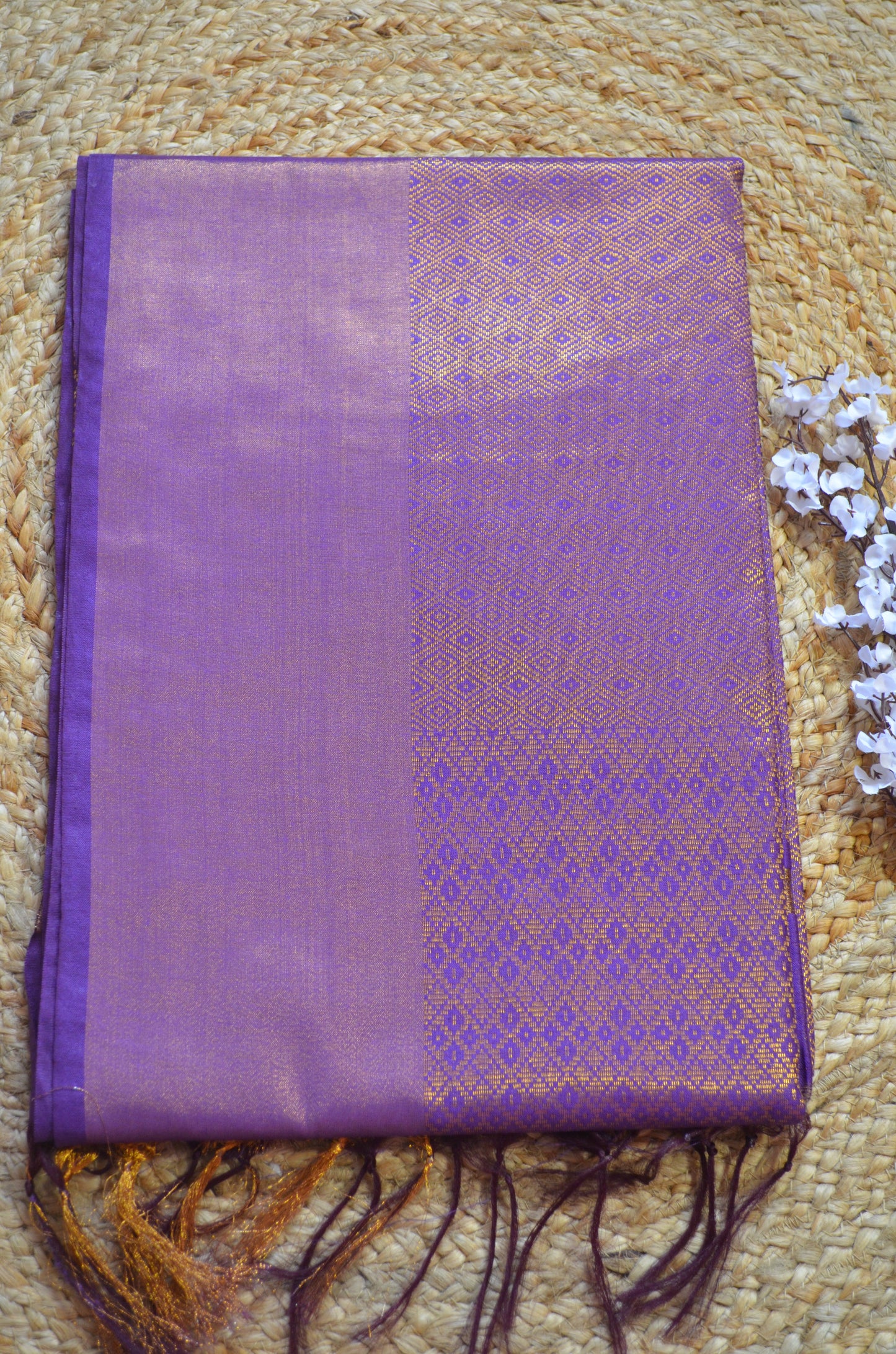Purple Kanjeevaram Zari Vegan Silk Handloom Saree