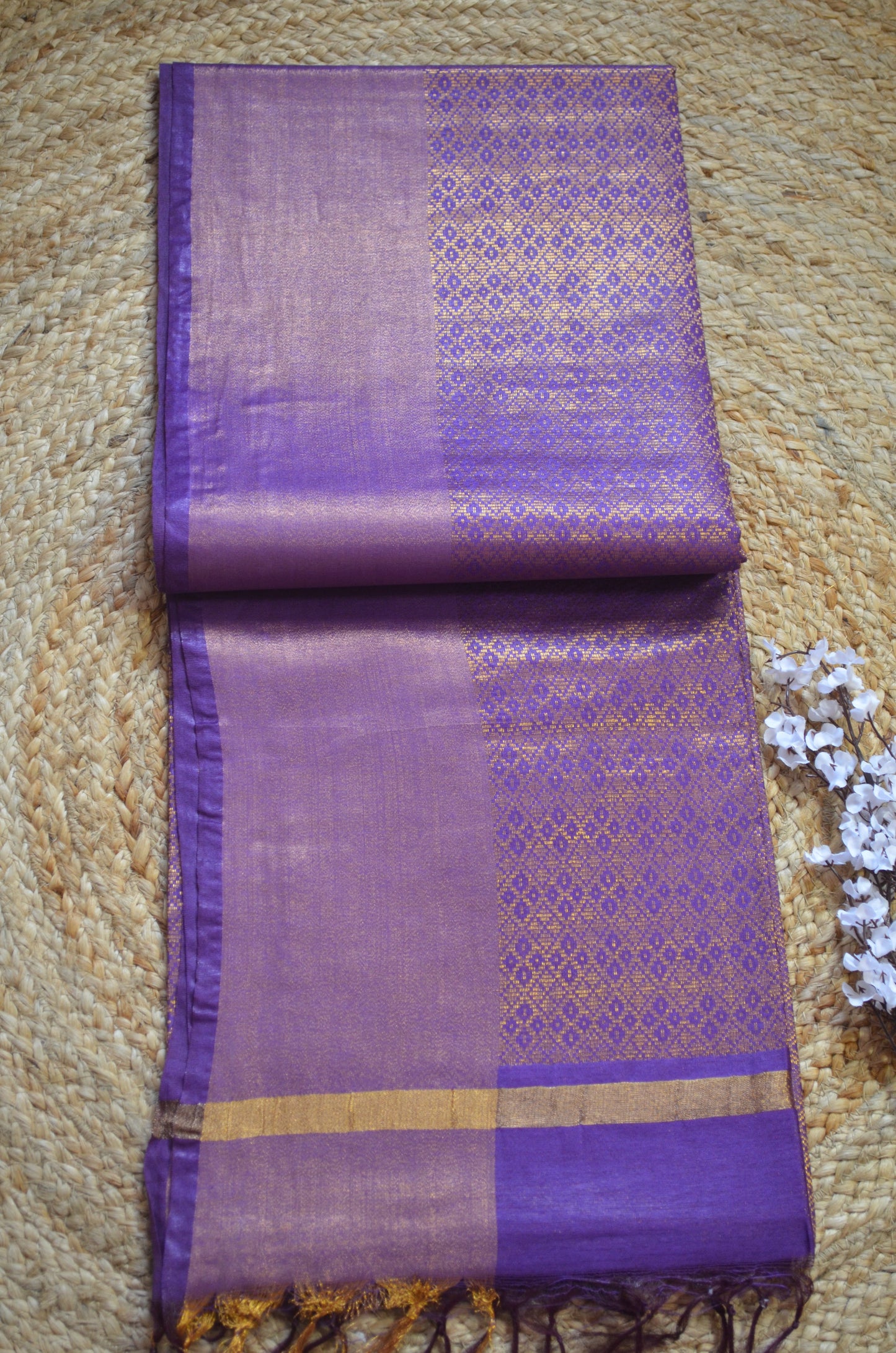 Purple Kanjeevaram Zari Vegan Silk Handloom Saree