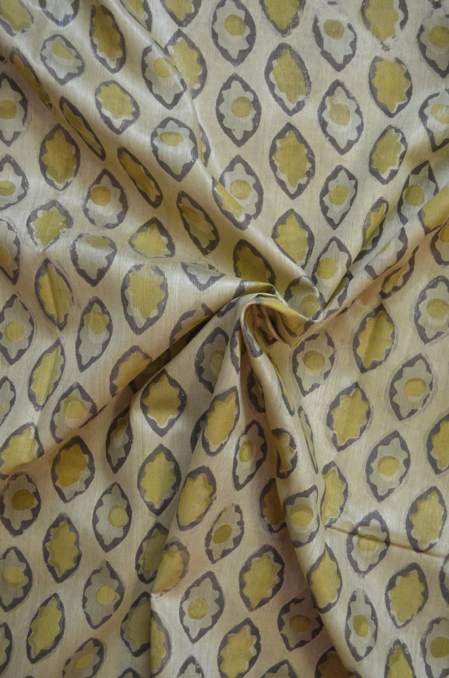 Olive Multani Block Print Vegan Silk Handloom Saree