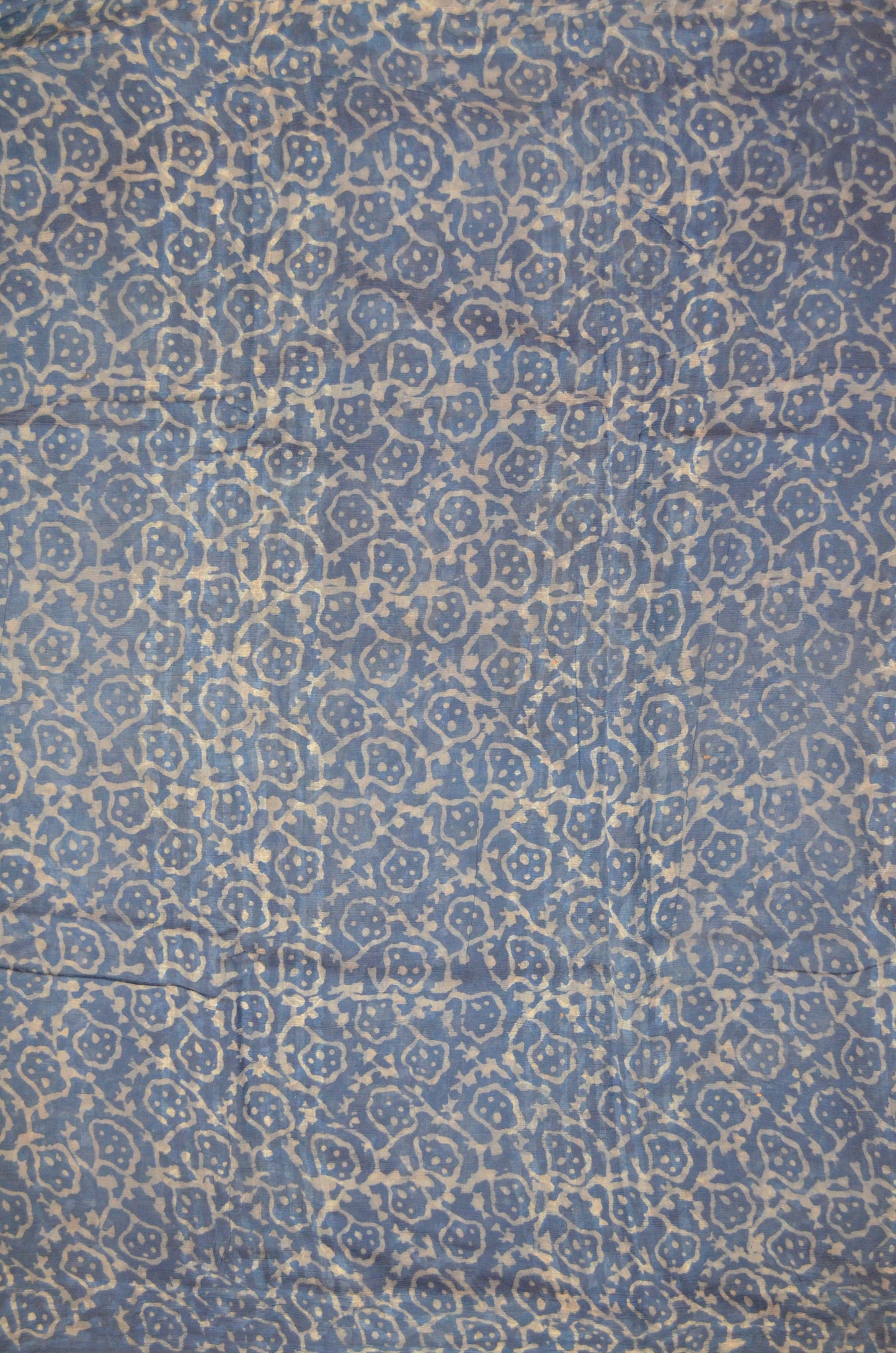 Indigo Chiffon Bagru Print Vegan Silk Handloom Saree