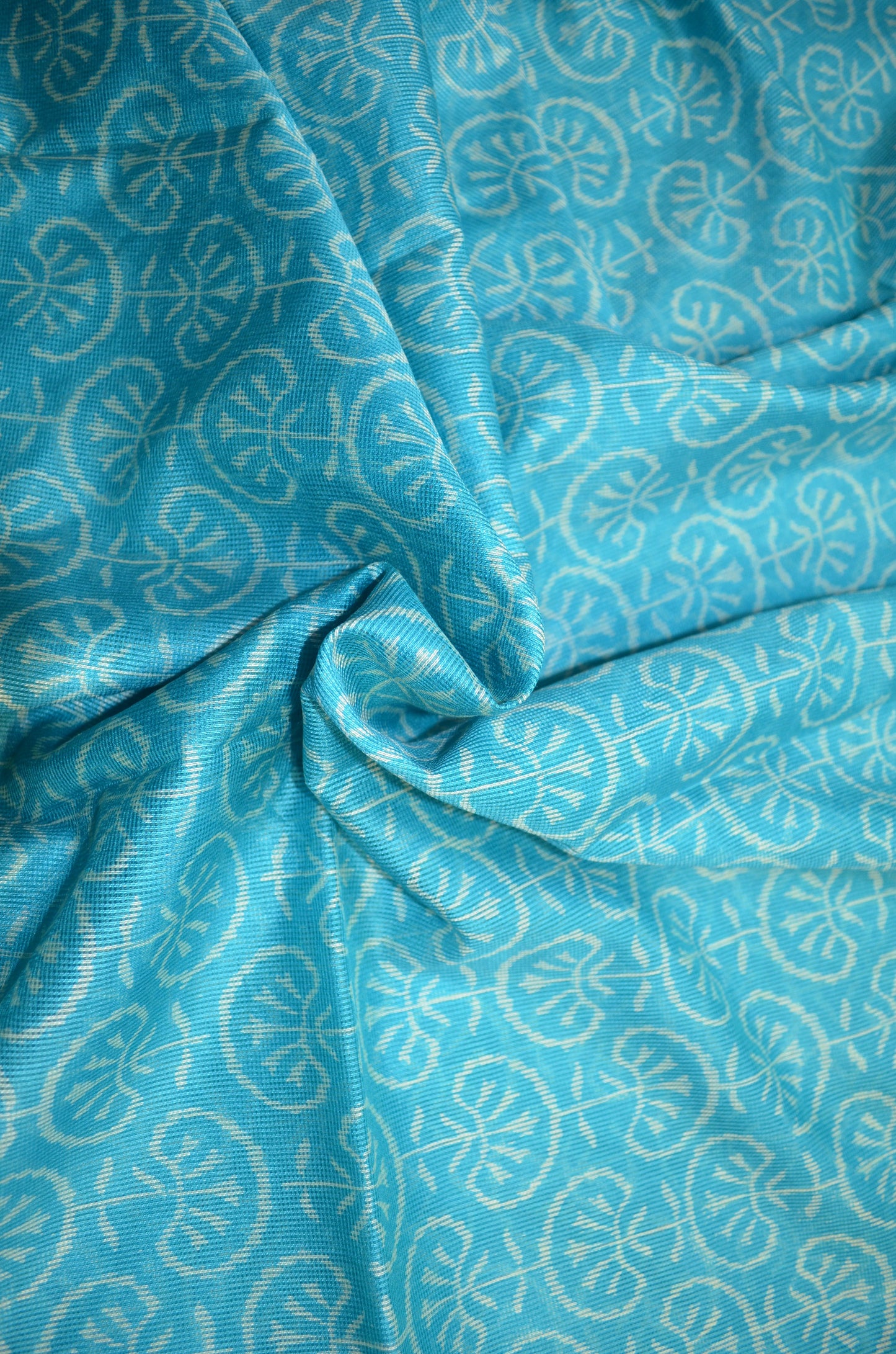 Cyan Kota Block Print Vegan Silk Handloom Saree
