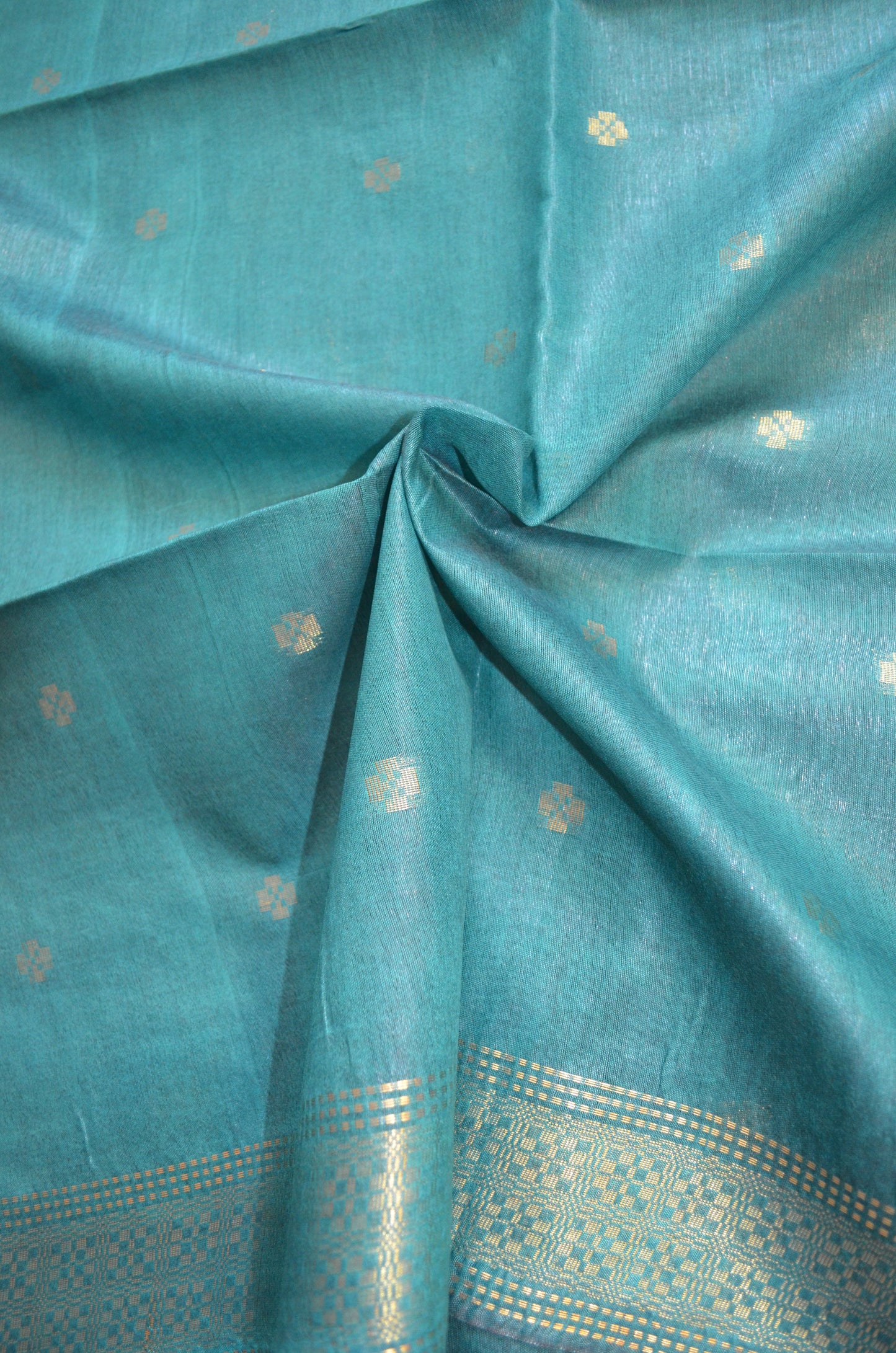 Dark Teal Contemporary Zari Vegan Silk Saree