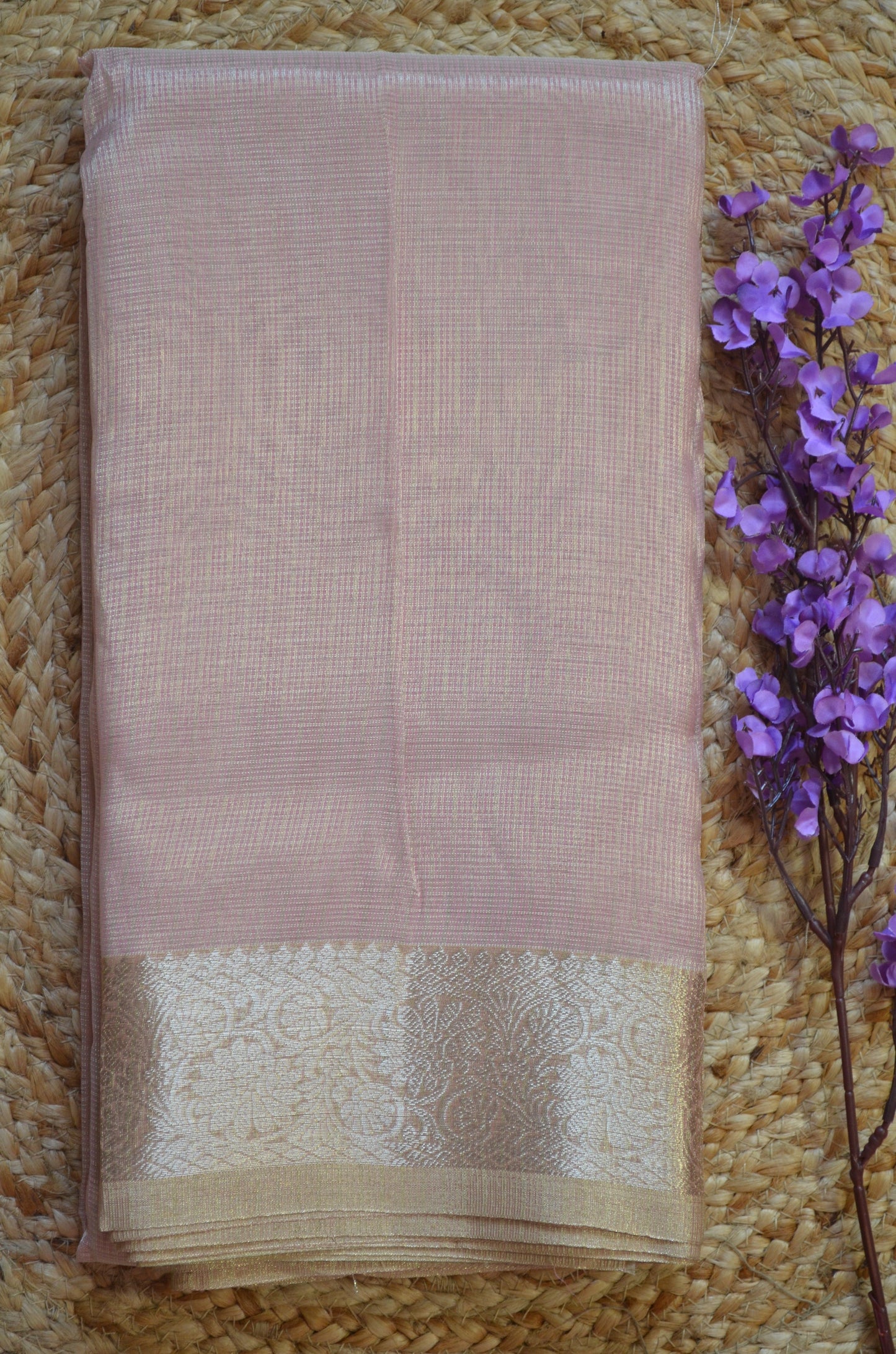 Peach Zari Kota Saree