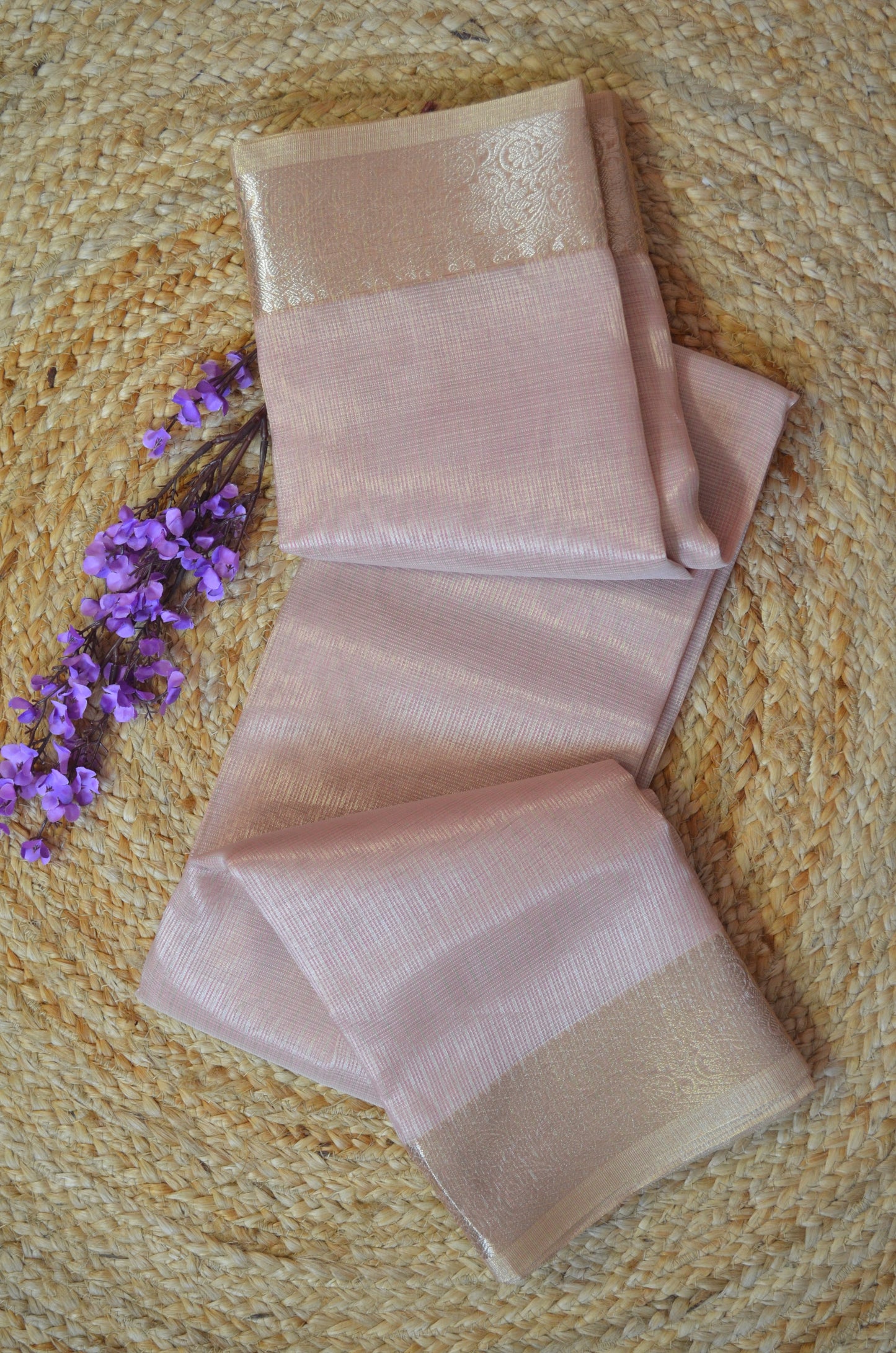 Peach Zari Kota Saree