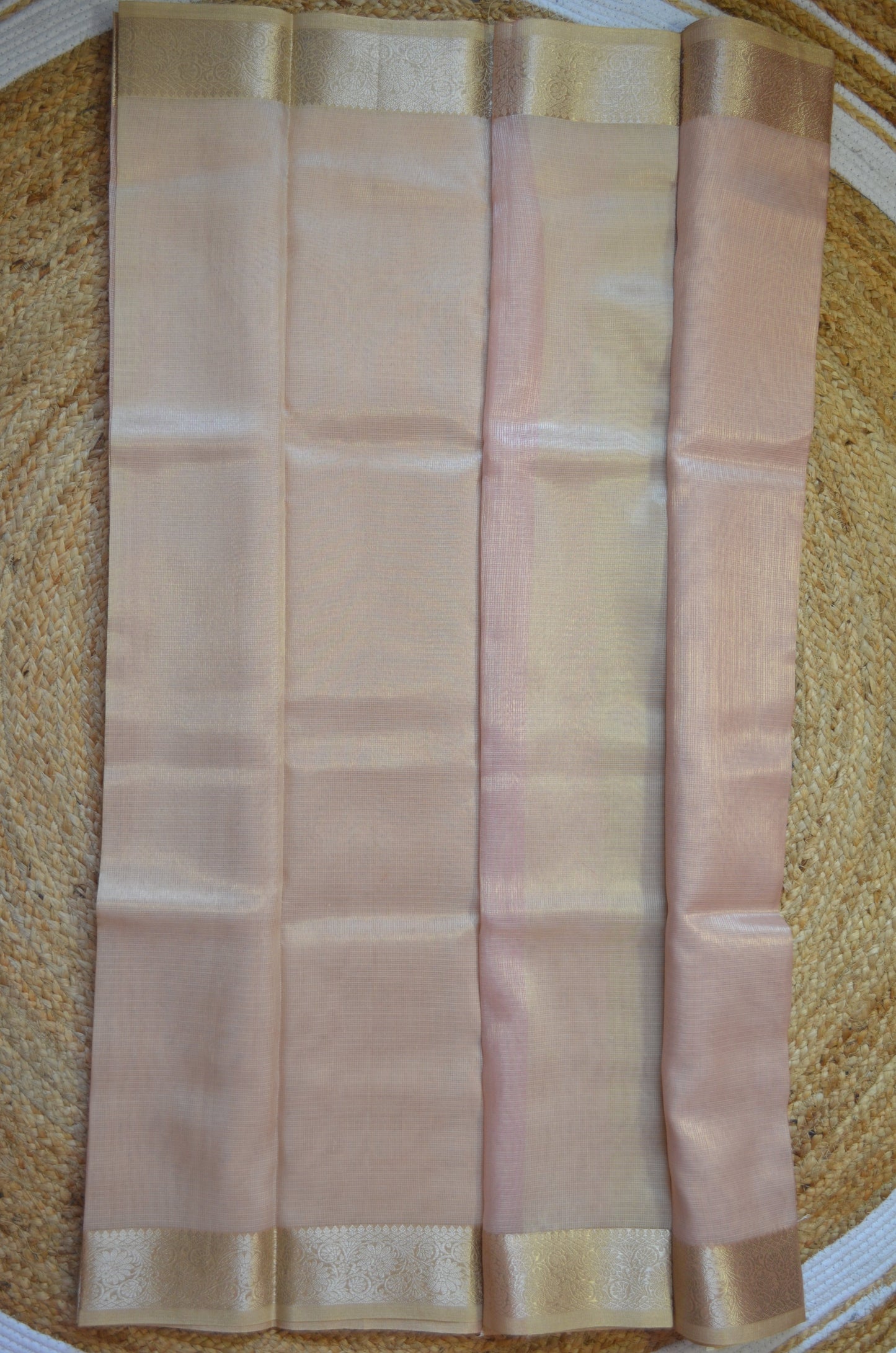 Peach Zari Kota Saree