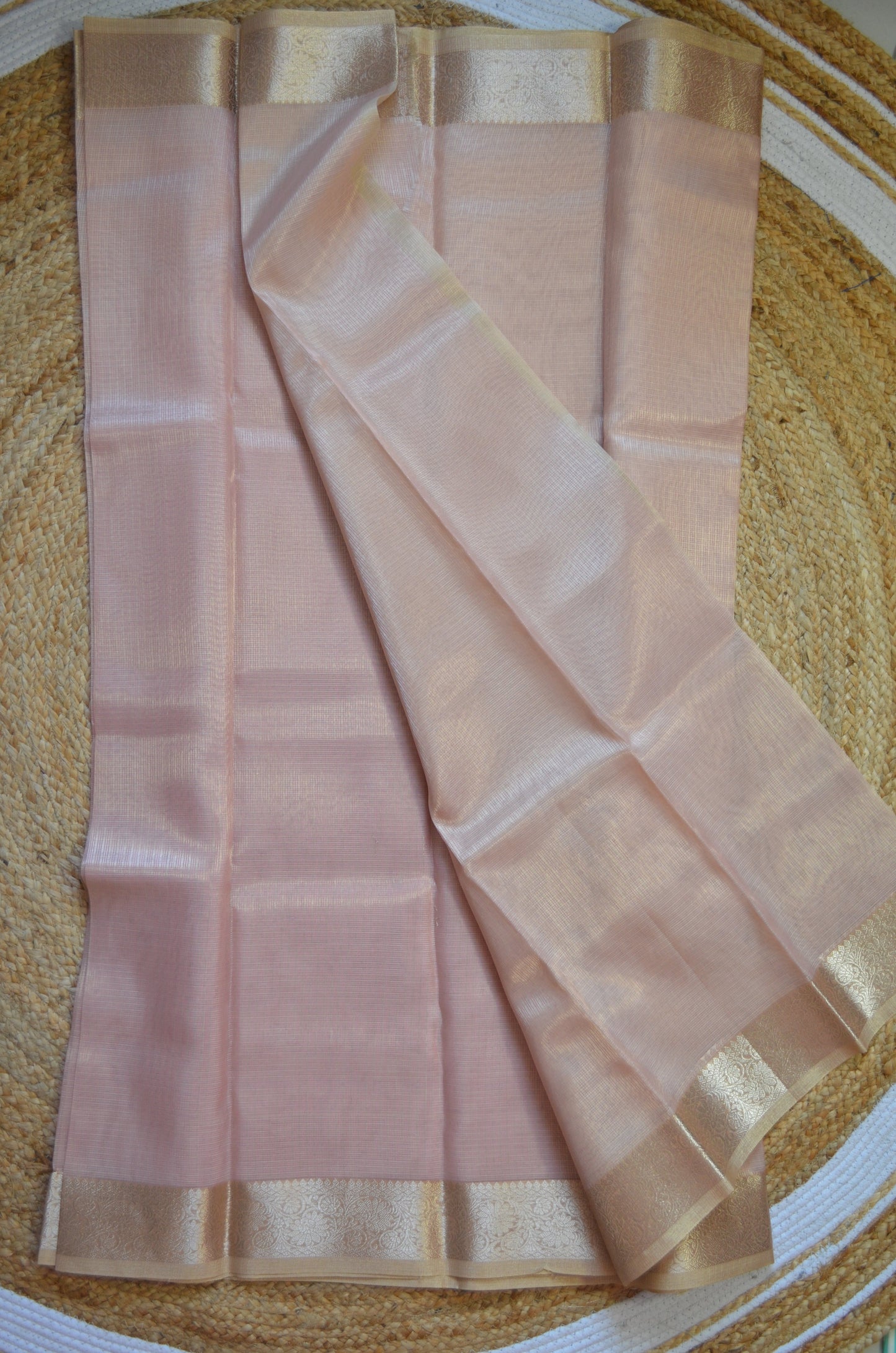 Peach Zari Kota Saree