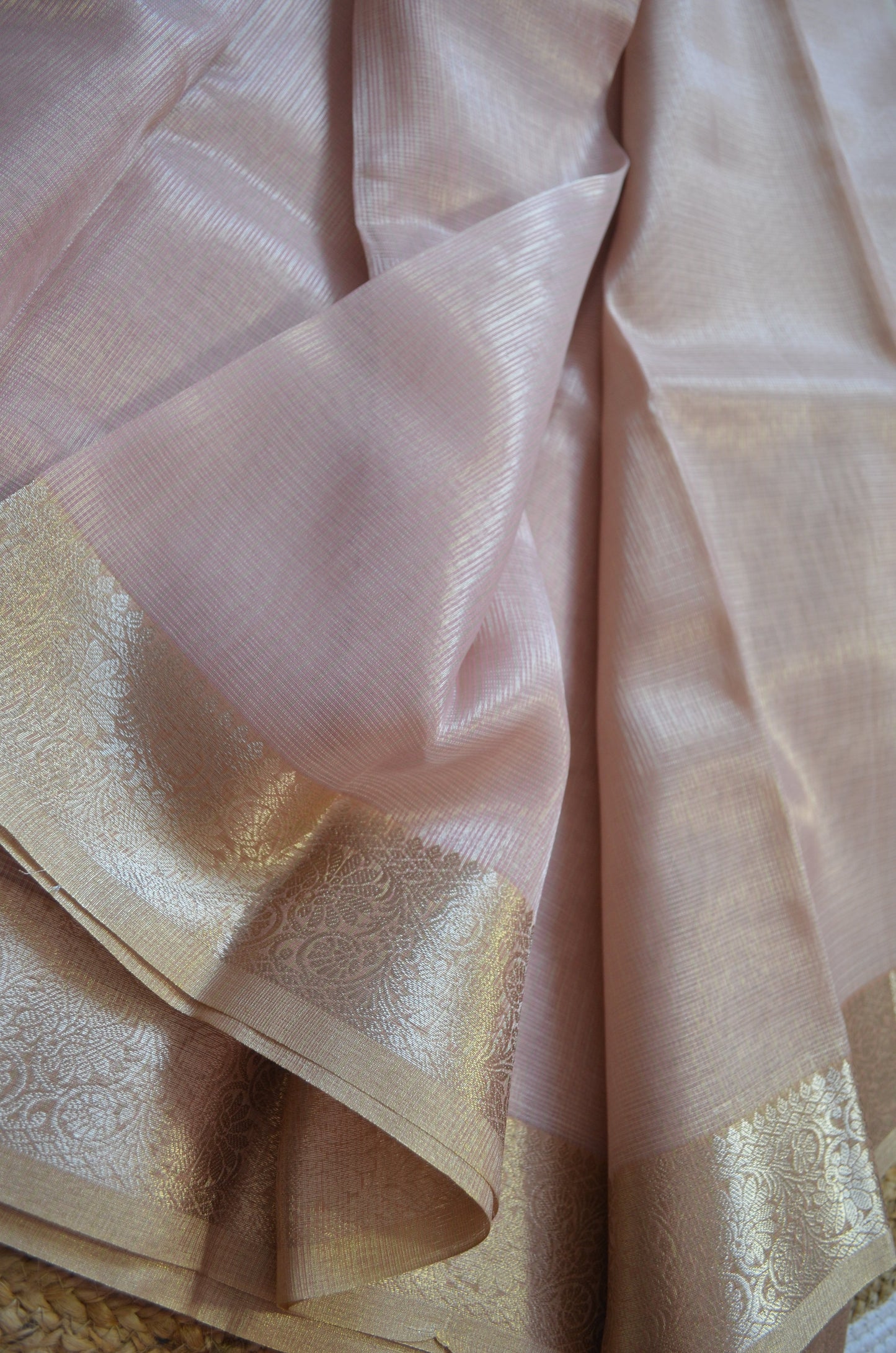 Peach Zari Kota Saree