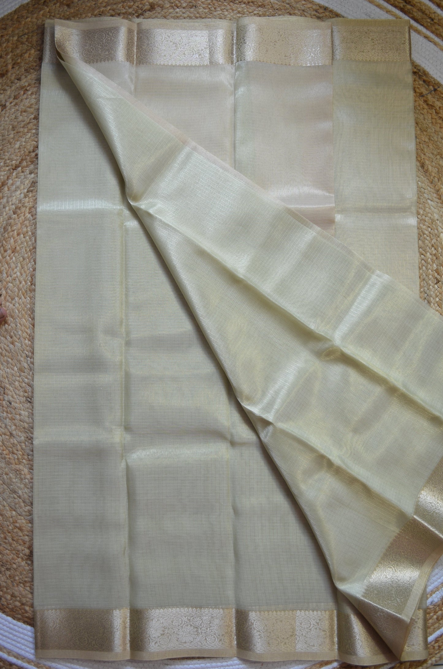 Pista Zari Kota Saree