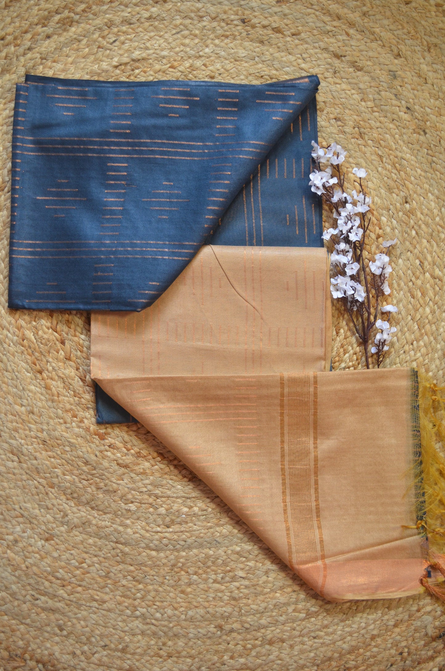 Crystal Teal Contemporary Vegan Silk Saree