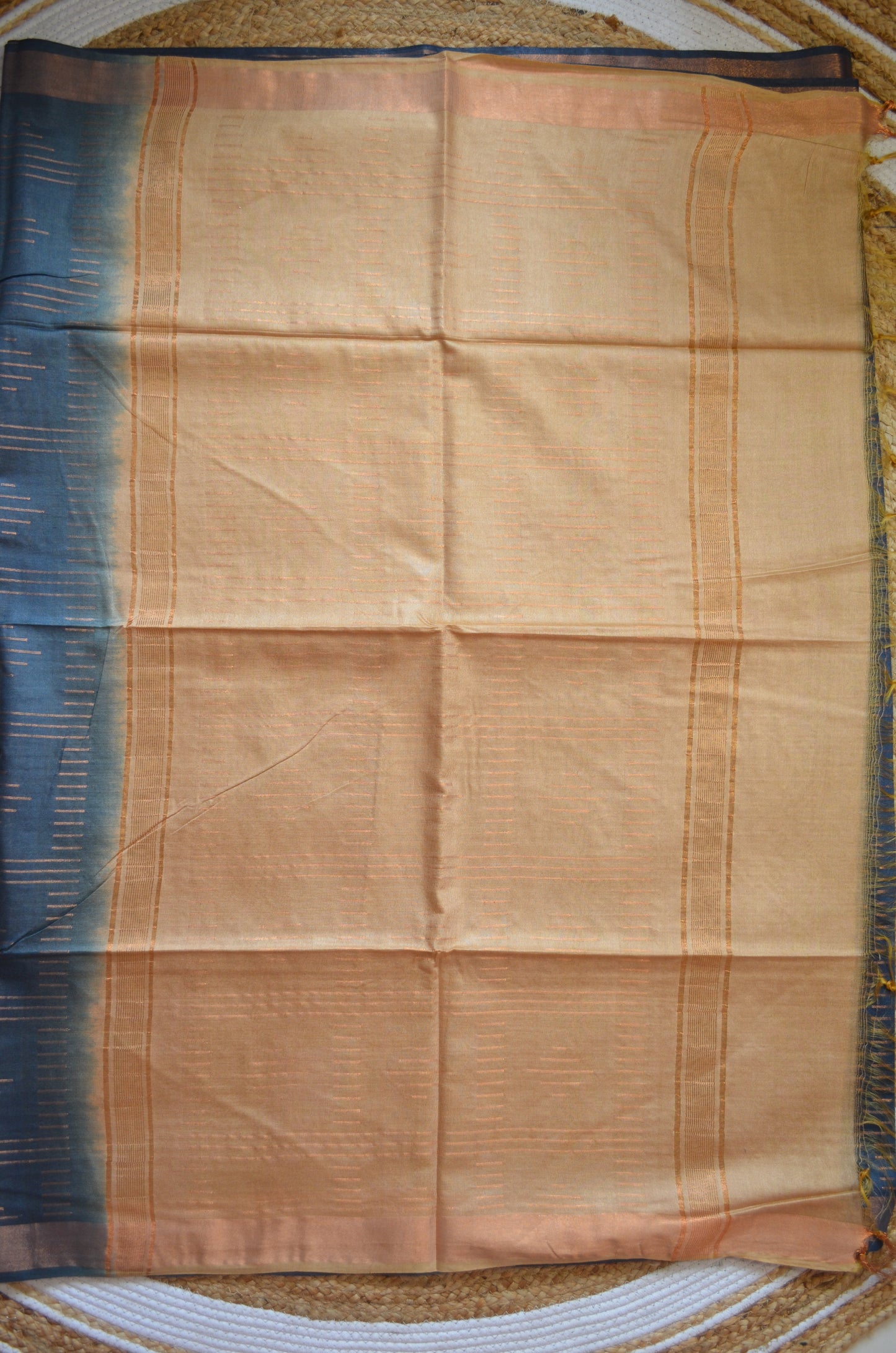 Crystal Teal Contemporary Vegan Silk Saree