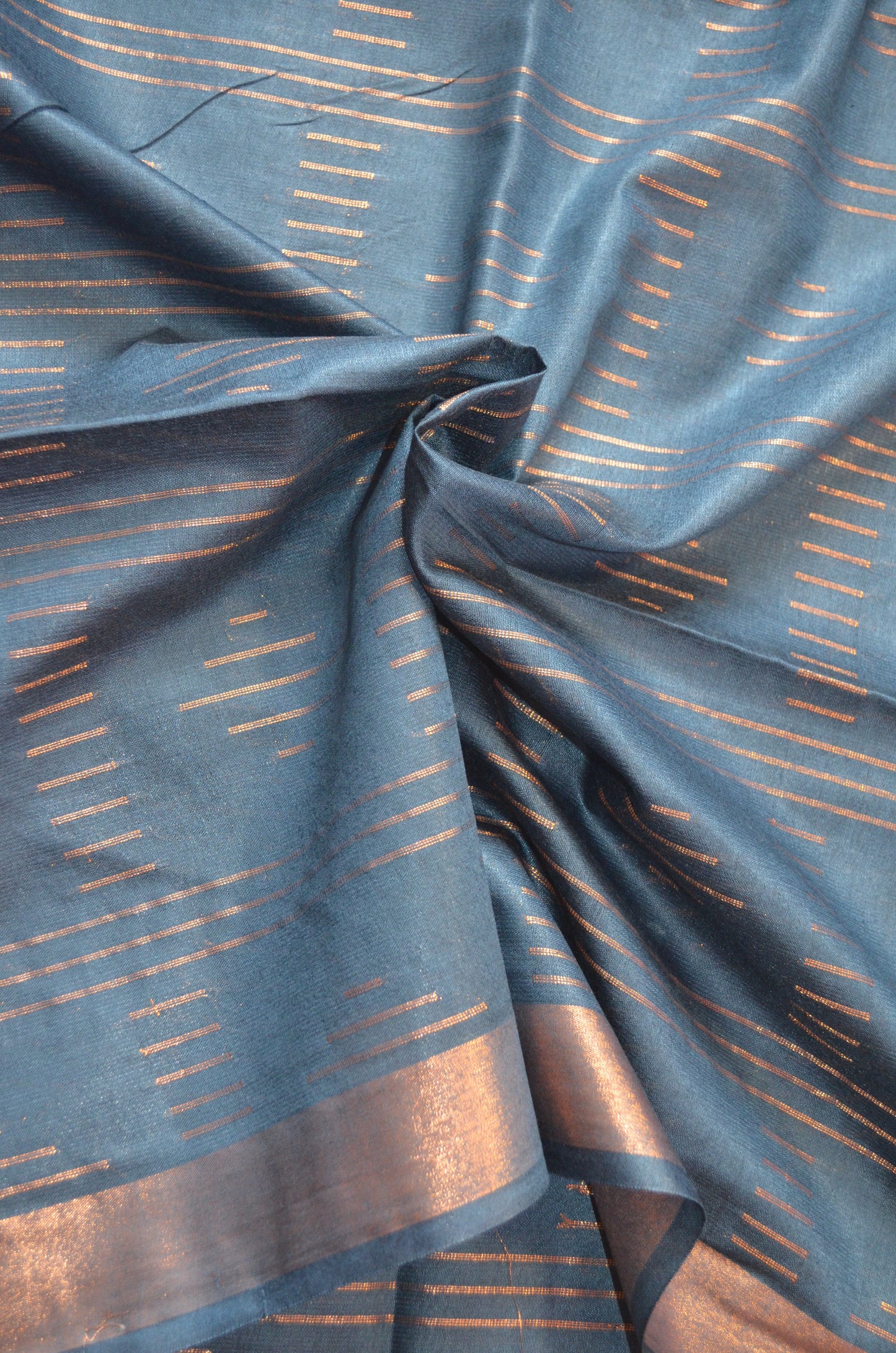 Crystal Teal Contemporary Vegan Silk Saree