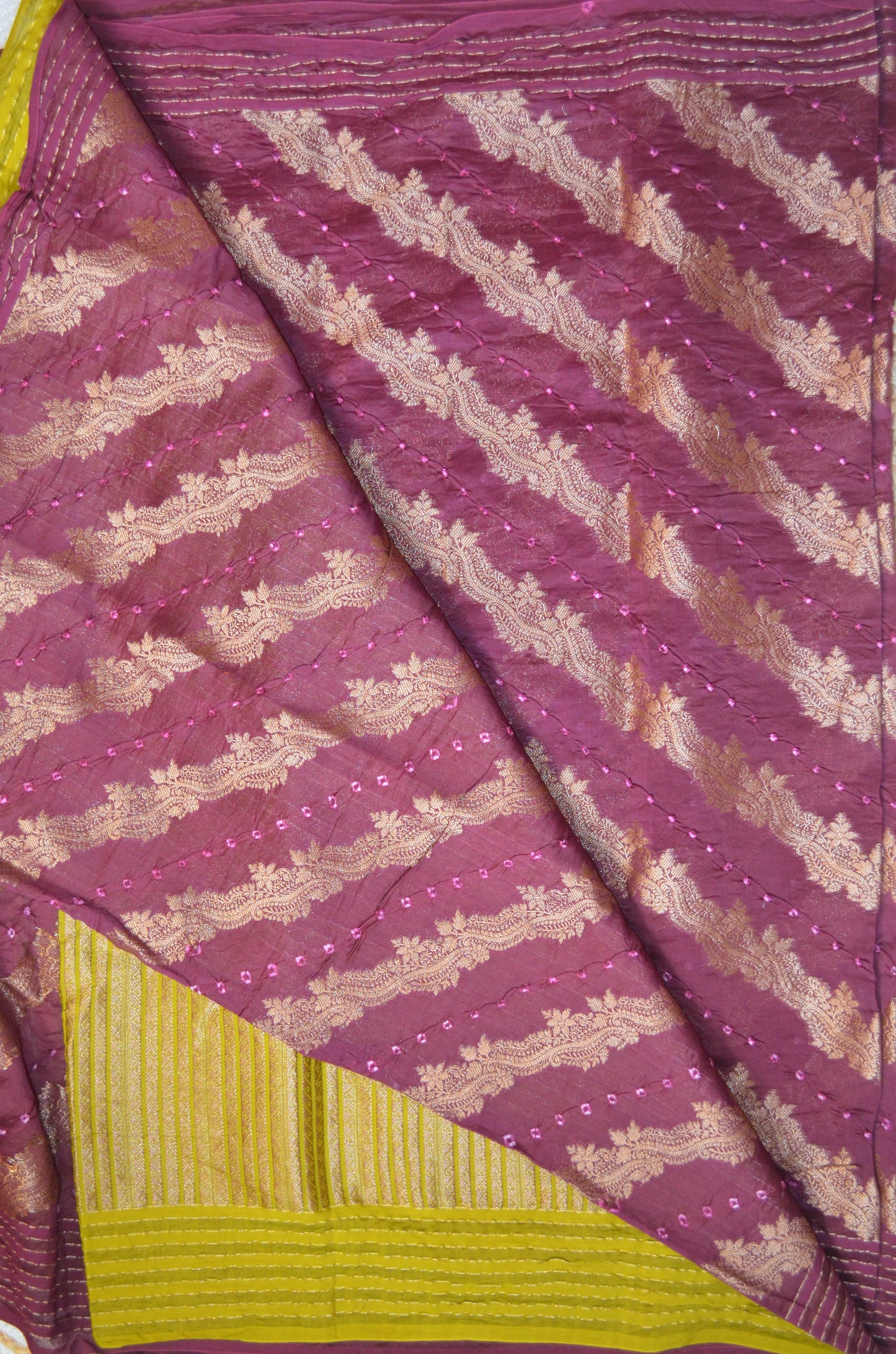 Wine Zari Work Banarasi Khaddi Silk Saree