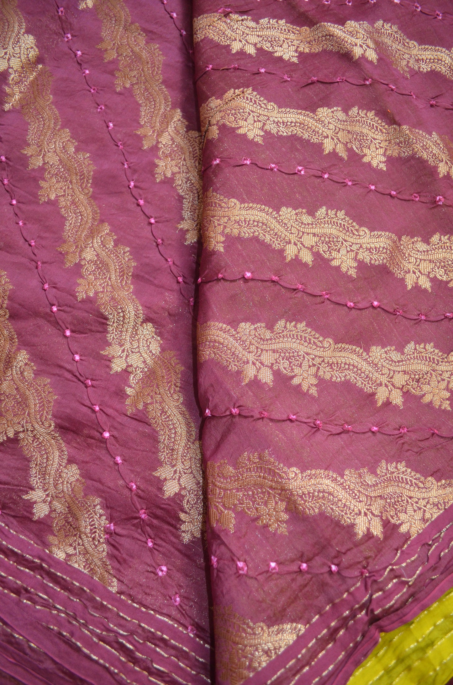 Wine Zari Work Banarasi Khaddi Silk Saree