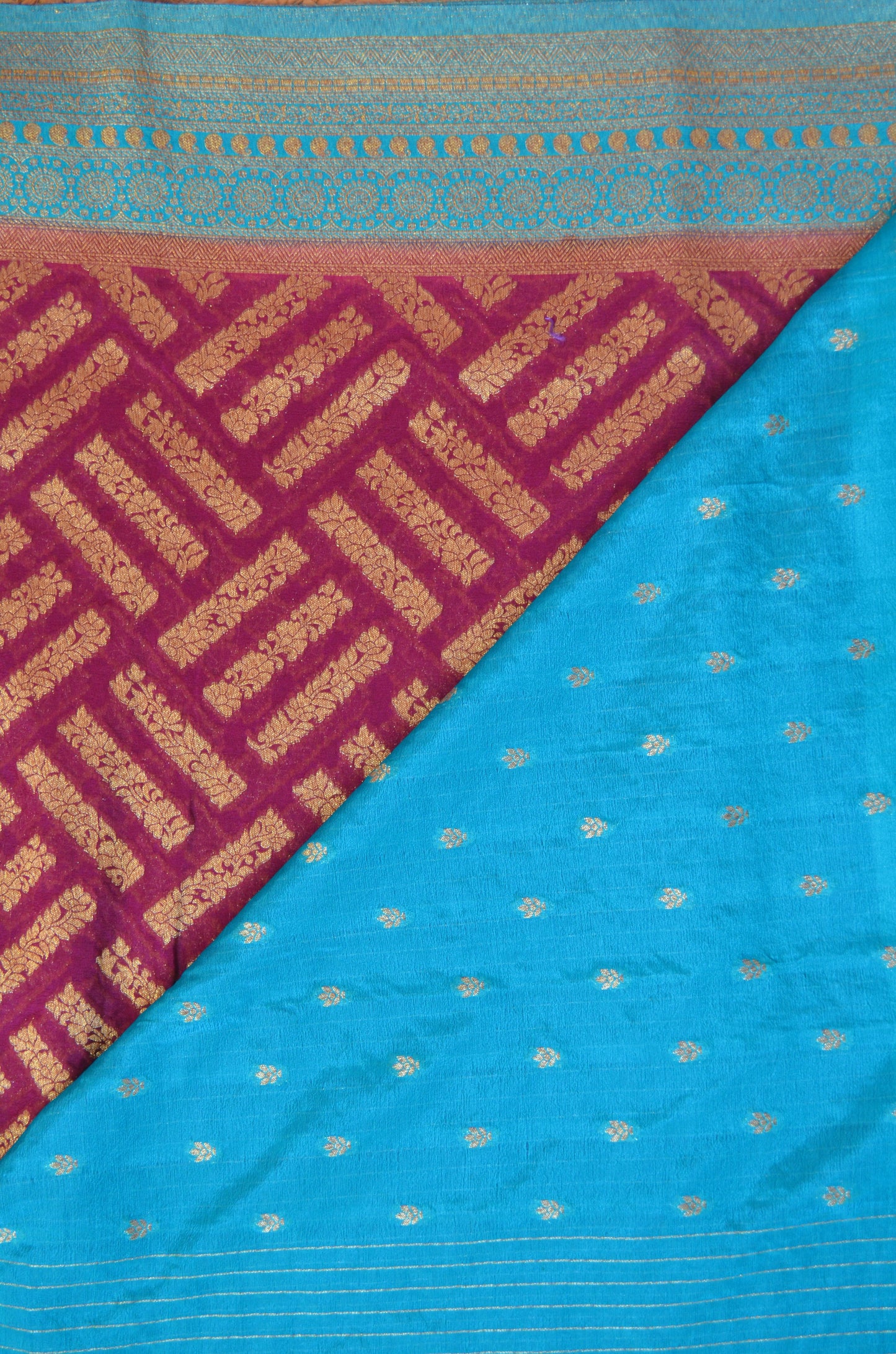 Dark Magenta Zari Work Banarasi Khaddi Silk Saree