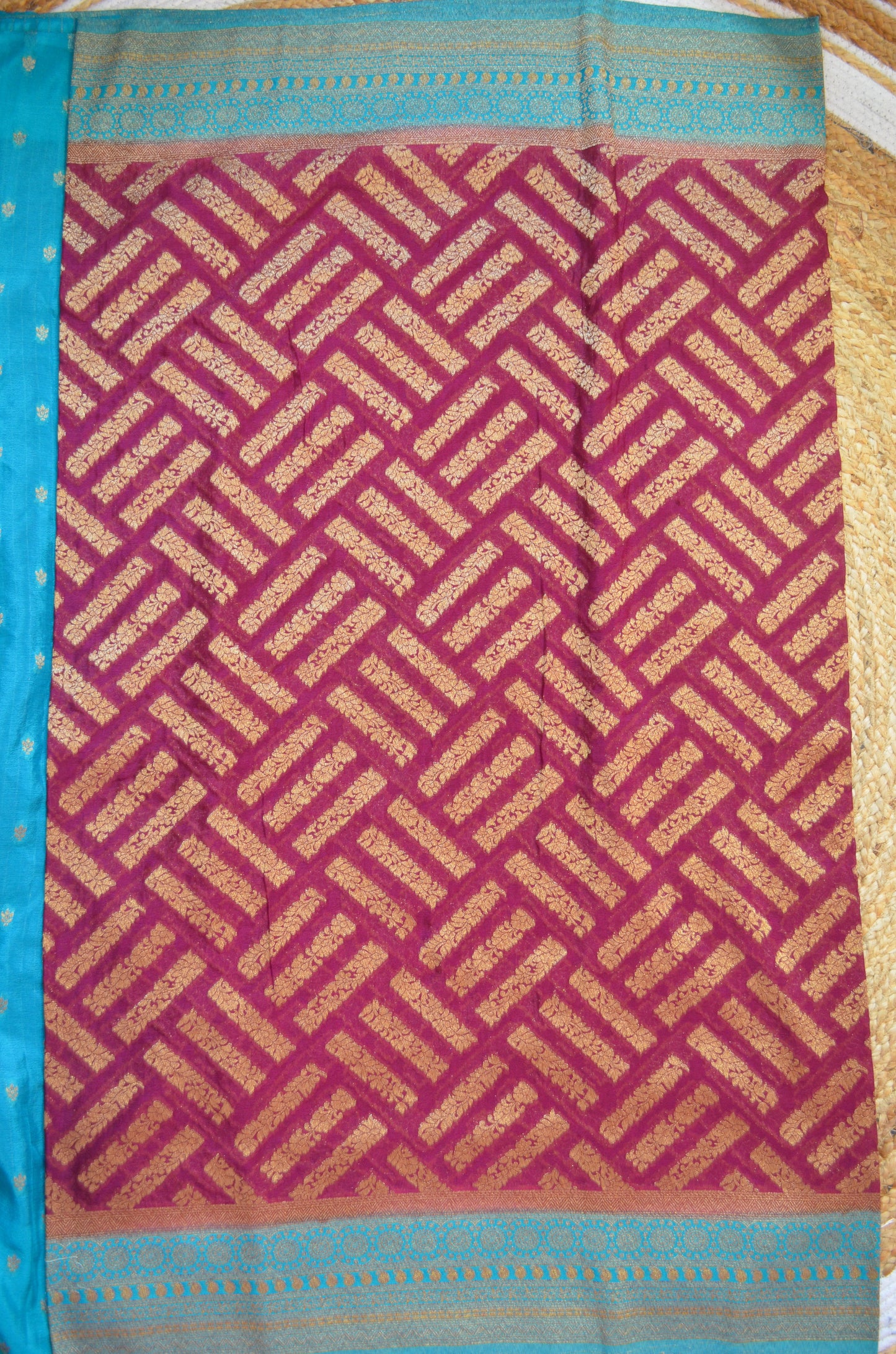 Dark Magenta Zari Work Banarasi Khaddi Silk Saree