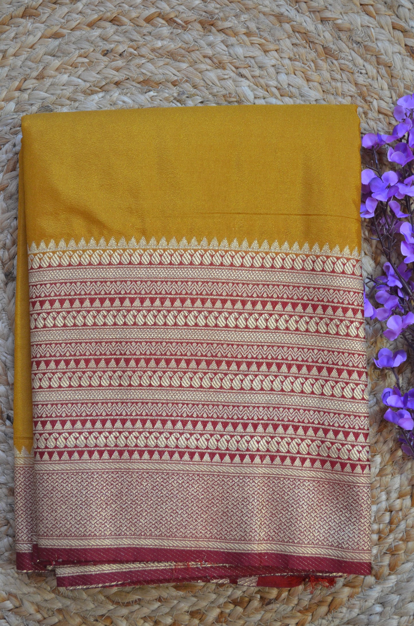 Mustard Georgette Banarasi Silk Saree