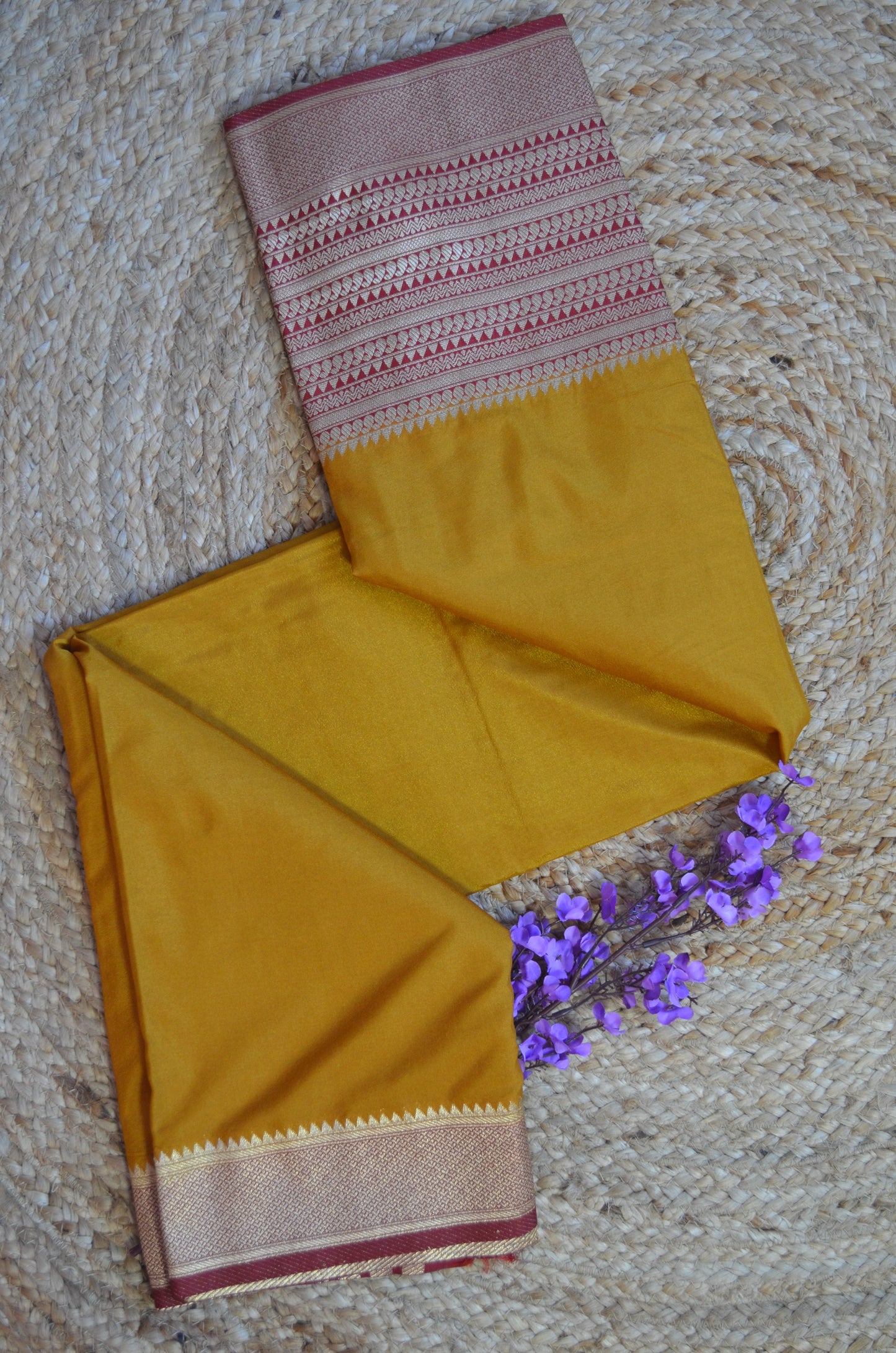 Mustard Georgette Banarasi Silk Saree