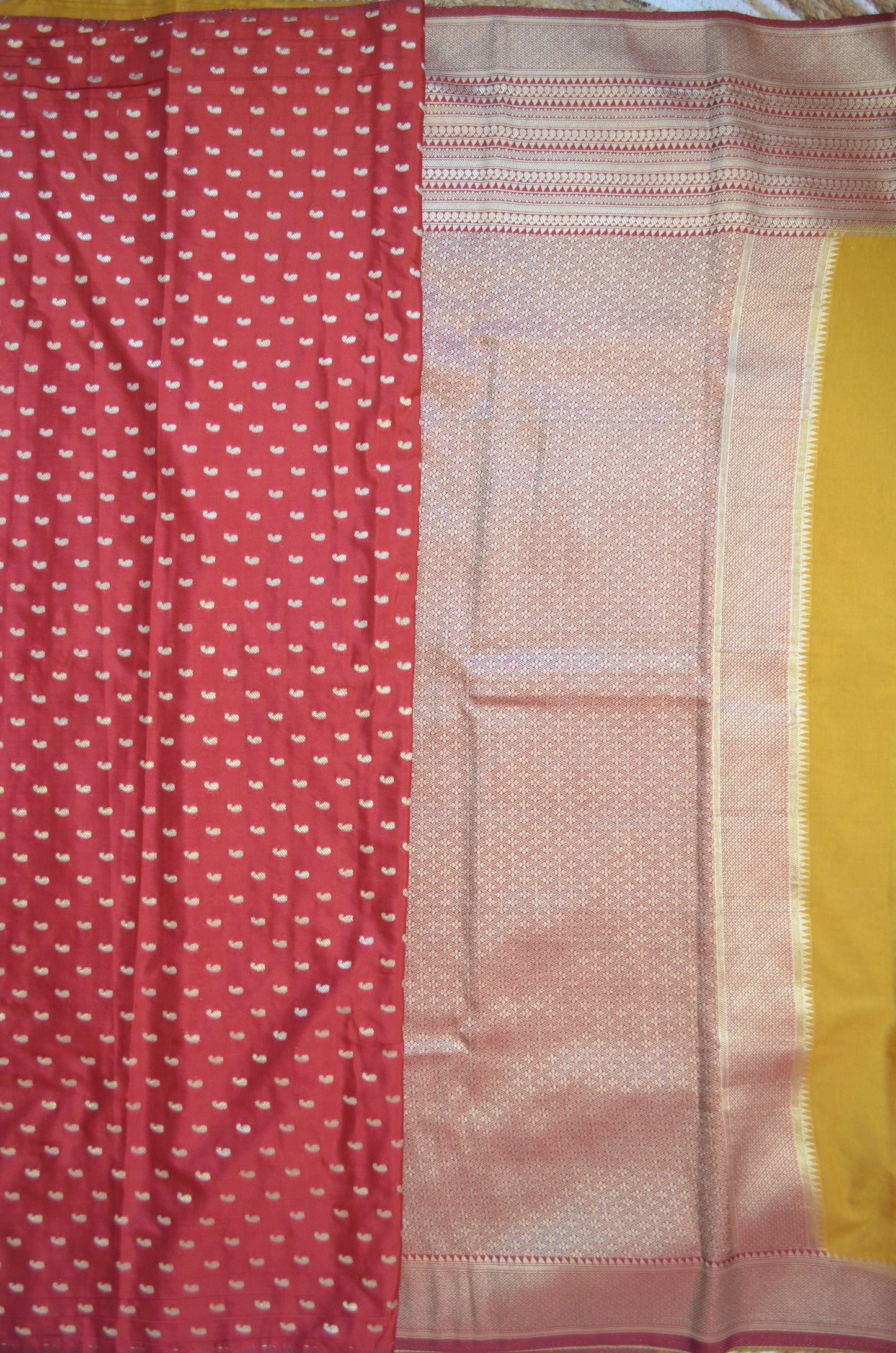 Mustard Georgette Banarasi Silk Saree