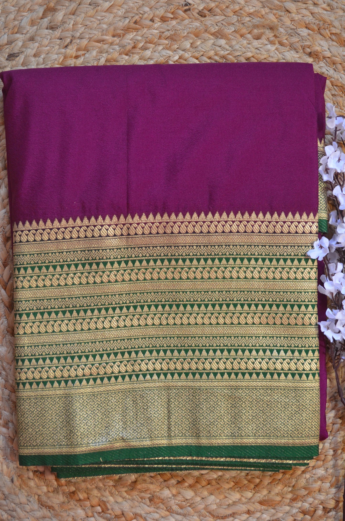 Wine Georgette Banarasi Silk Saree