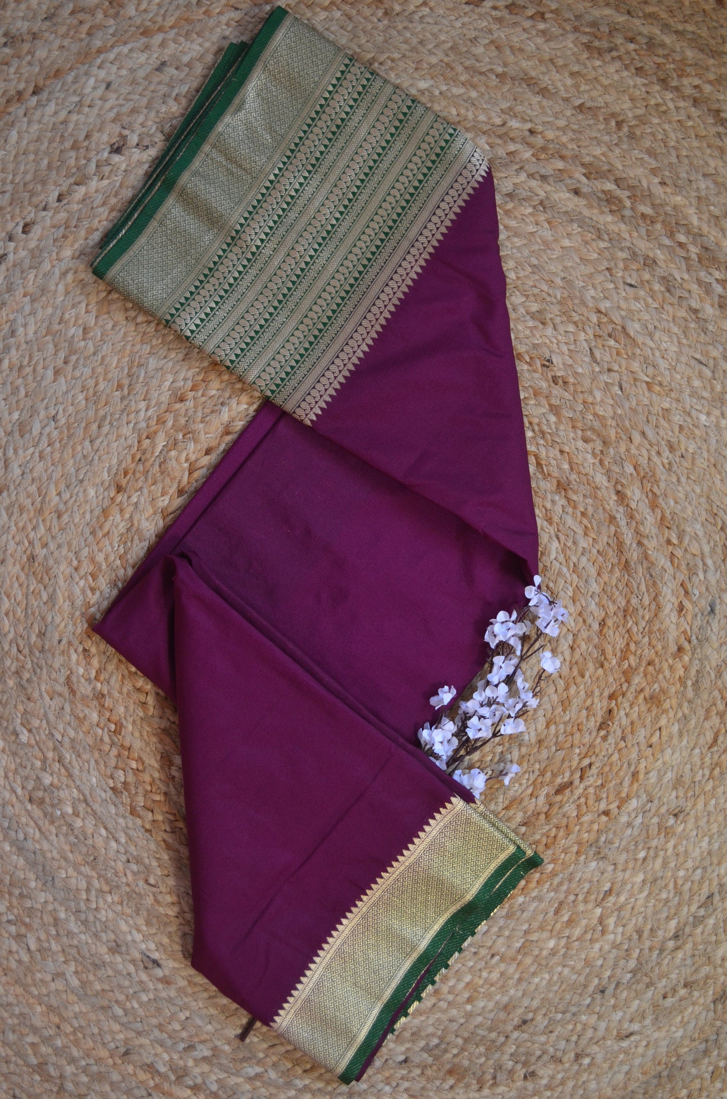 Wine Georgette Banarasi Silk Saree