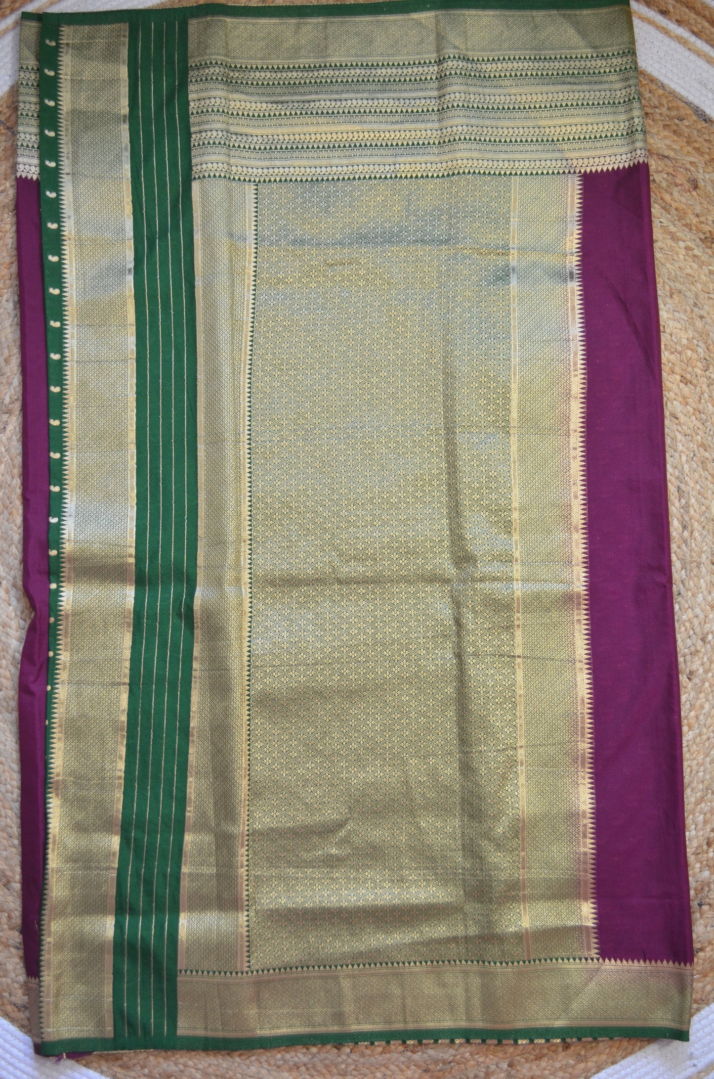 Wine Georgette Banarasi Silk Saree