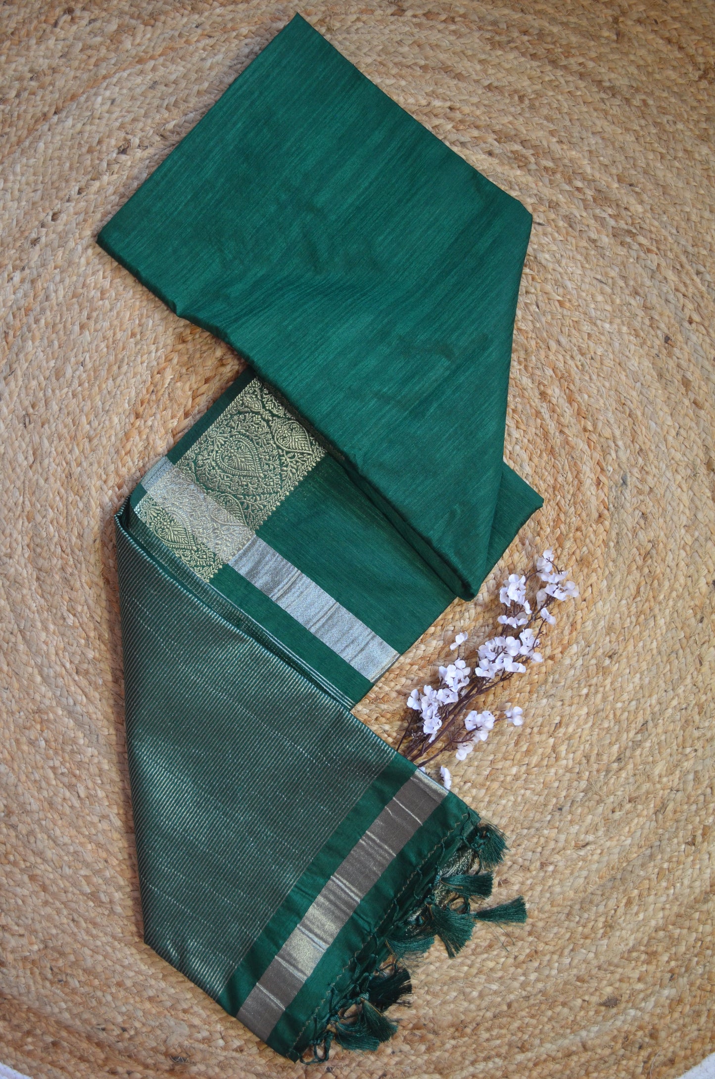 Bottle Green Contemporary Silk Saree