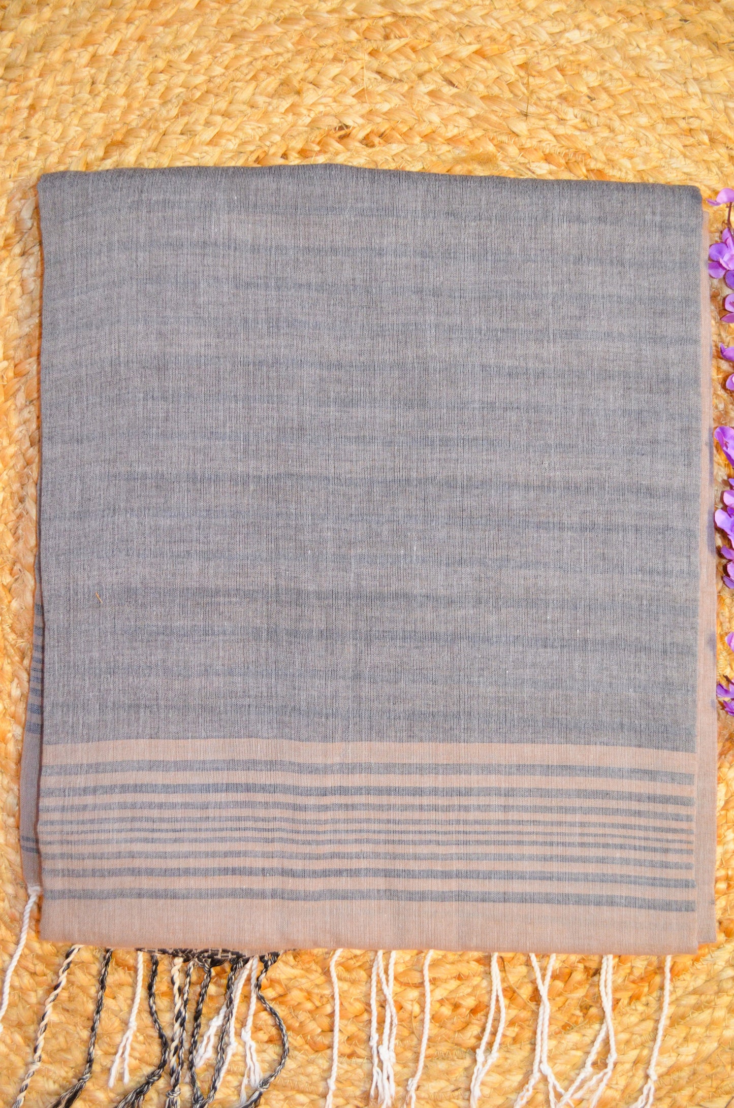 Brown Buttery Mul Cotton Bengal Muslin Handloom Saree